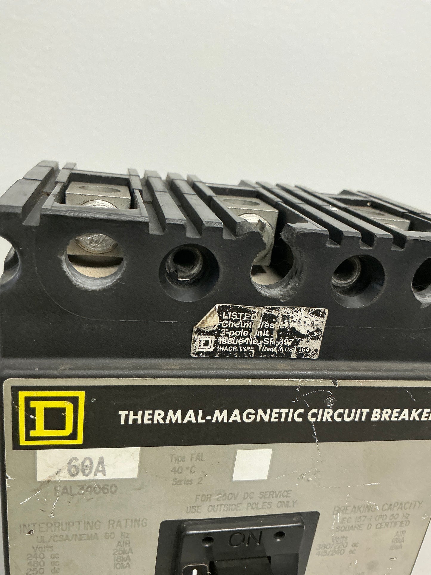 *CHIPPED* Used Square D FAL34060 3 Pole, 60 Amps, 480 Volts