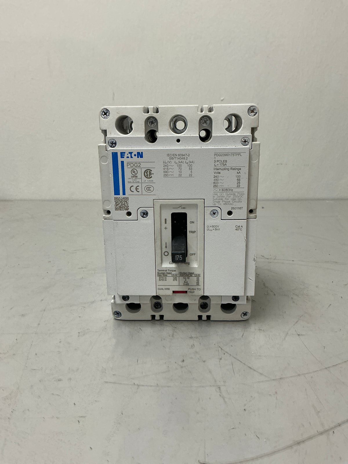 New Eaton PDG23M0175TFFL 3 Pole, 175 Amps, 600 Volts Circuit Breaker