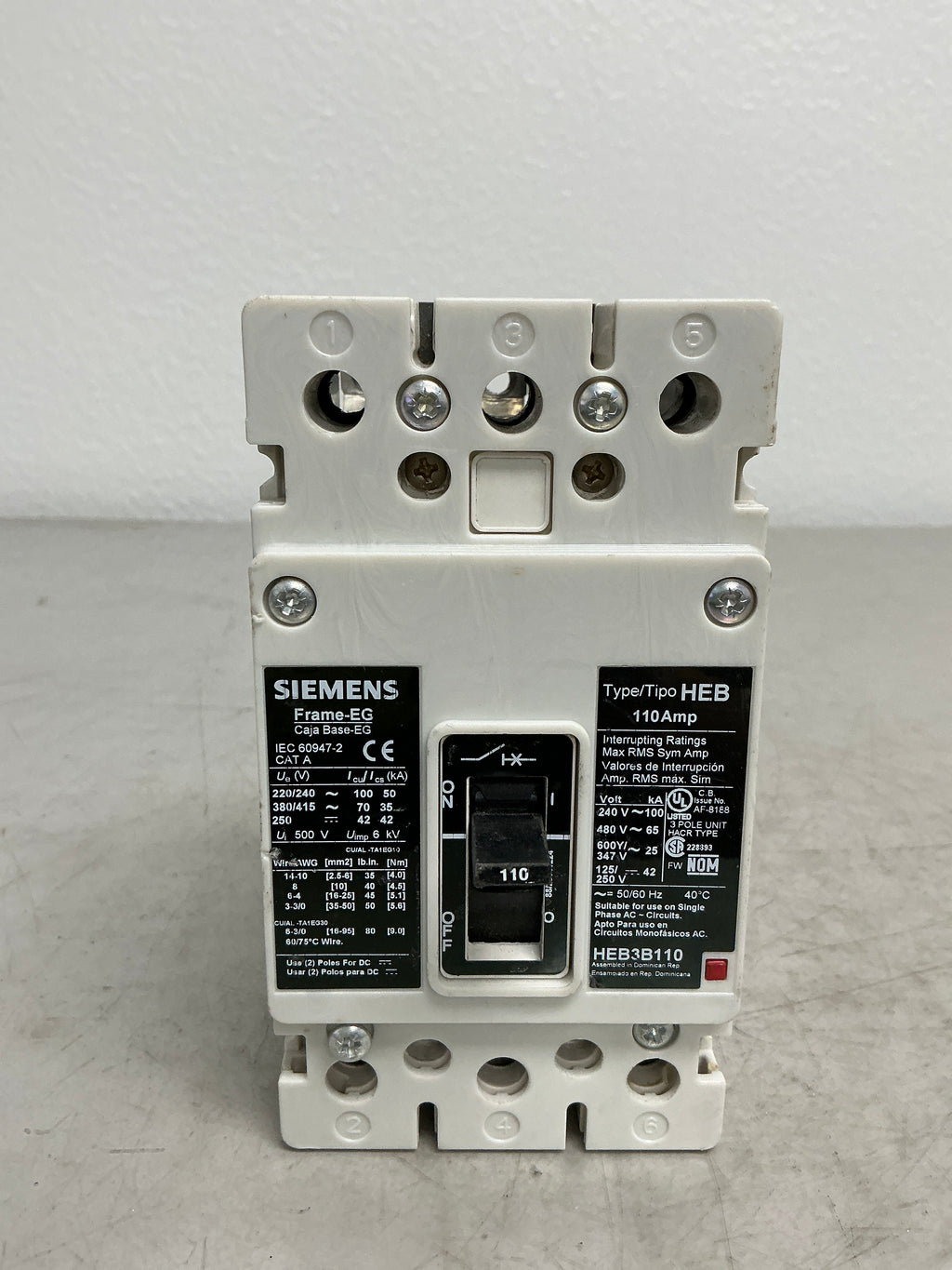 Used Siemens HEB3B110 3 Pole, 110 Amps, 480 Volts