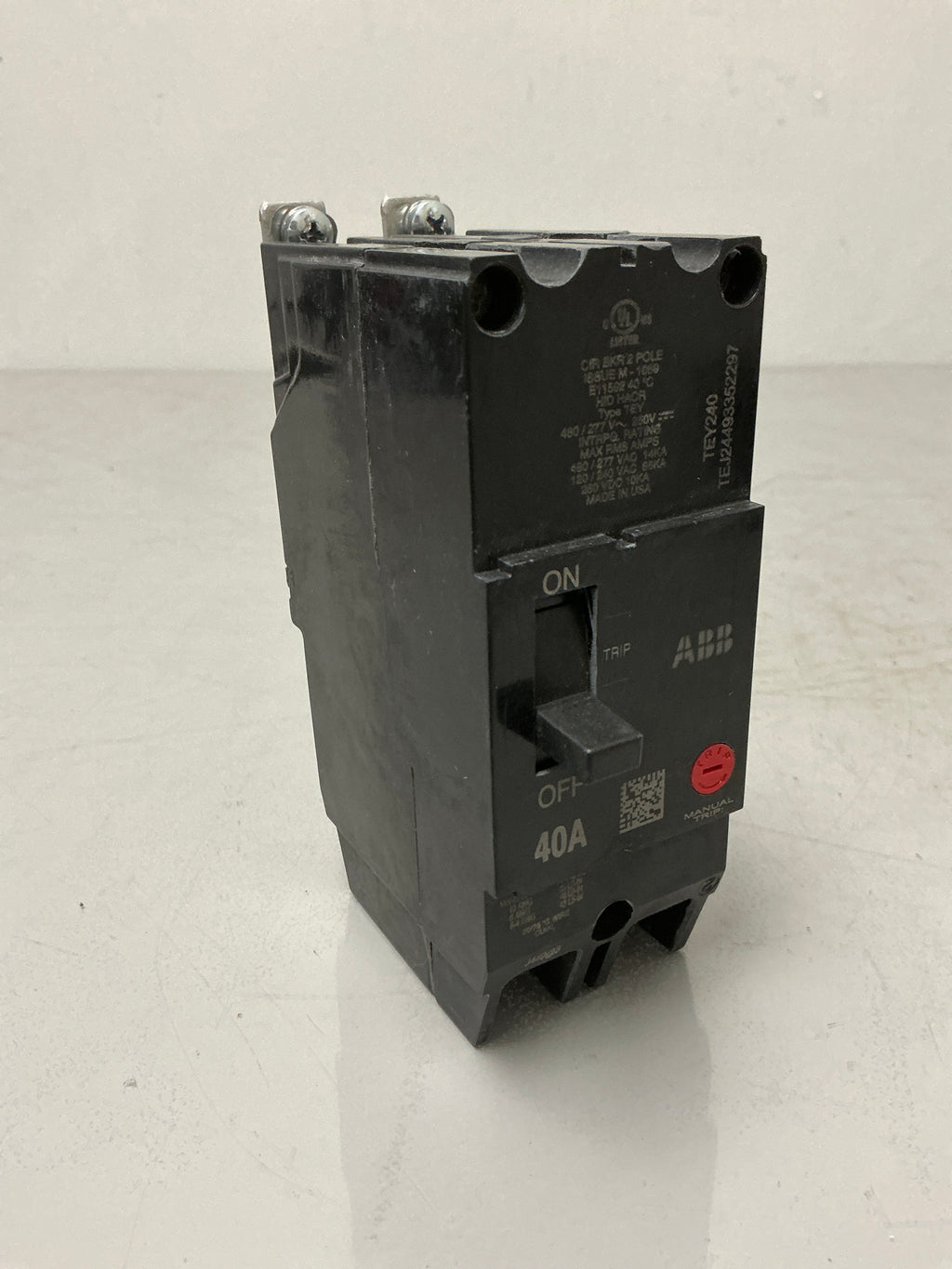 Used GE TEY240 2 Pole, 40 Amps, 480 Volts Circuit Breaker