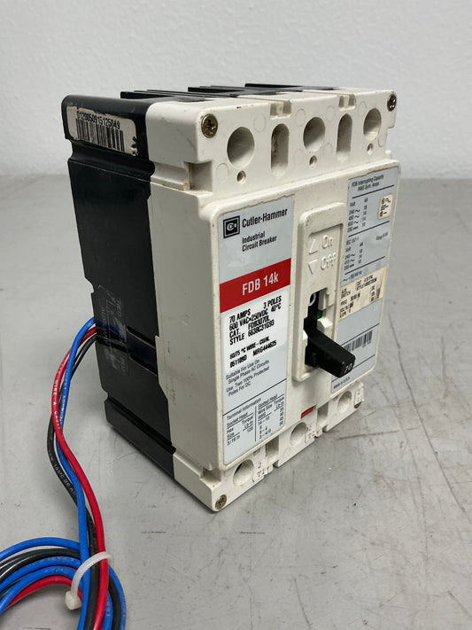 Used FDB3070L with Auxiliary 3 Poles, 70 Amps, 600 Volts