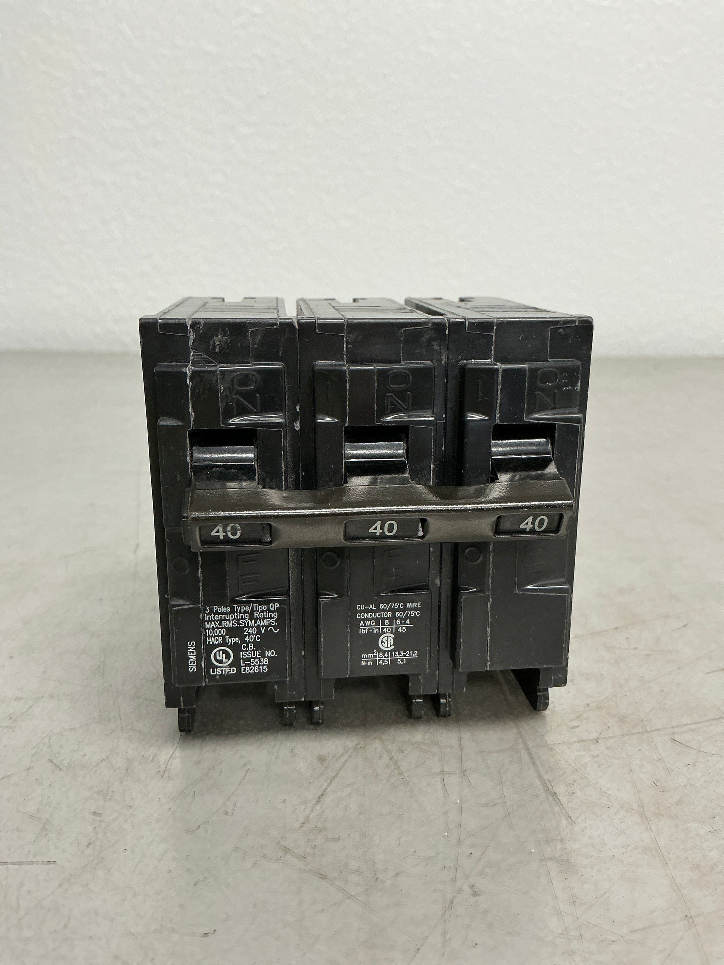 Used Siemens Q340 3 Pole, 40 Amps, 240 Volts