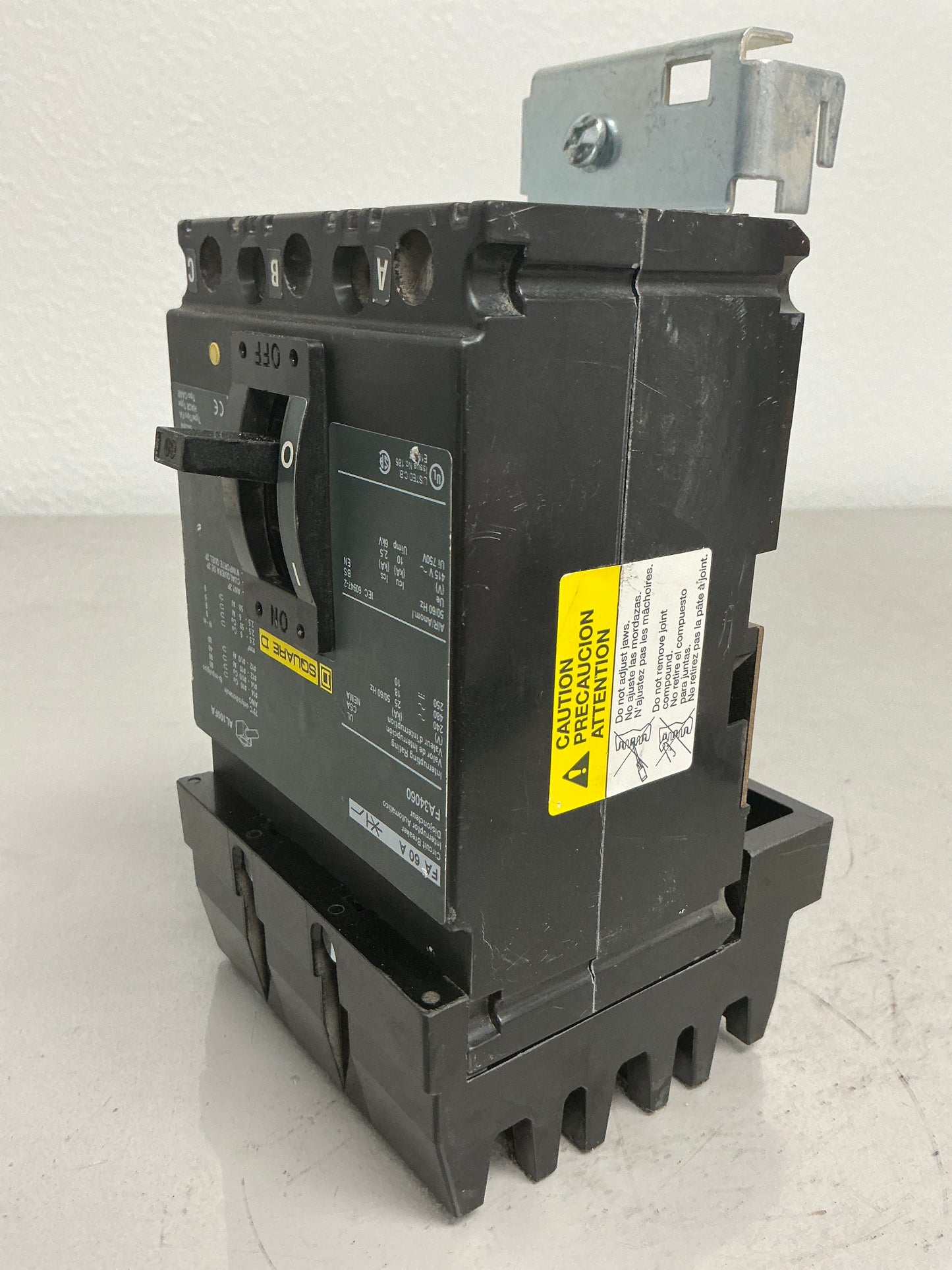 Used Square D FA34060 3 Pole, 60 Amps, Circuit Breaker