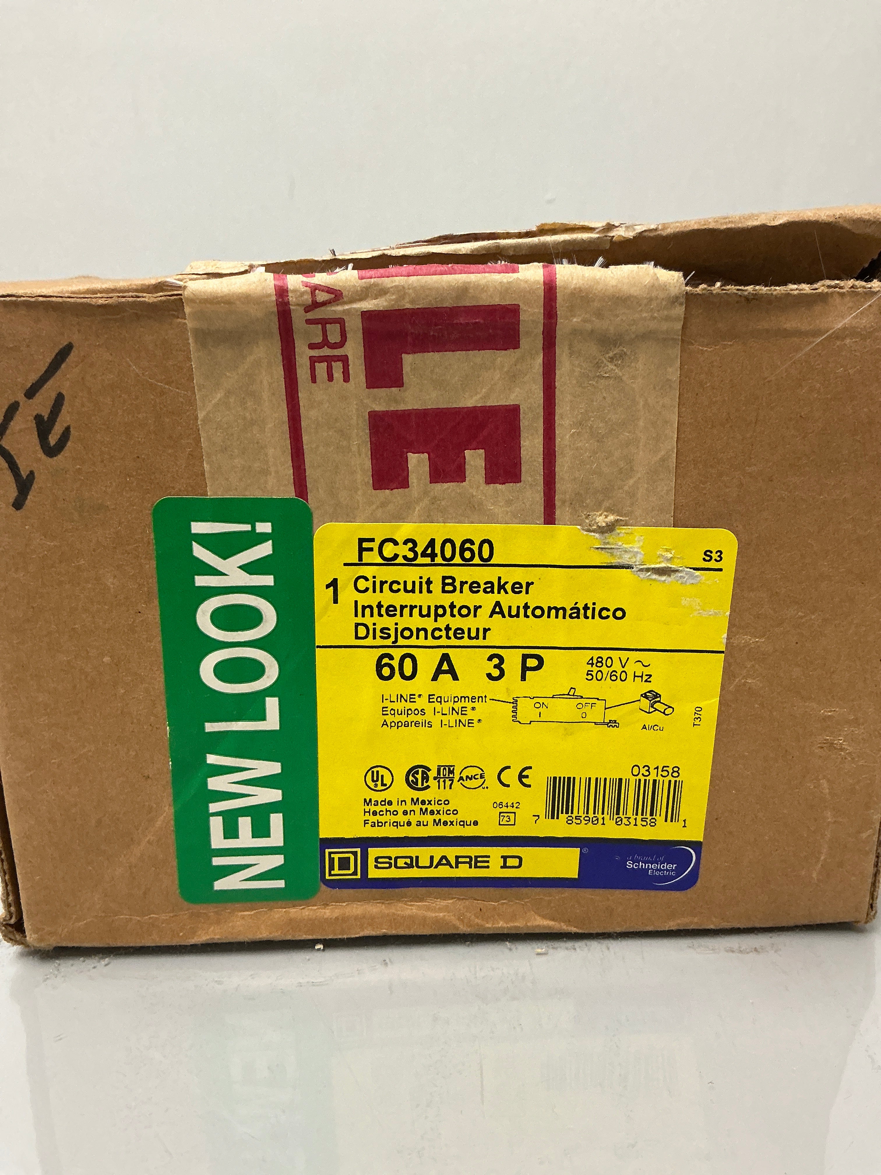 New Square D FC34060 3 Pole, 60 Amps, 480 Volts Circuit Breaker