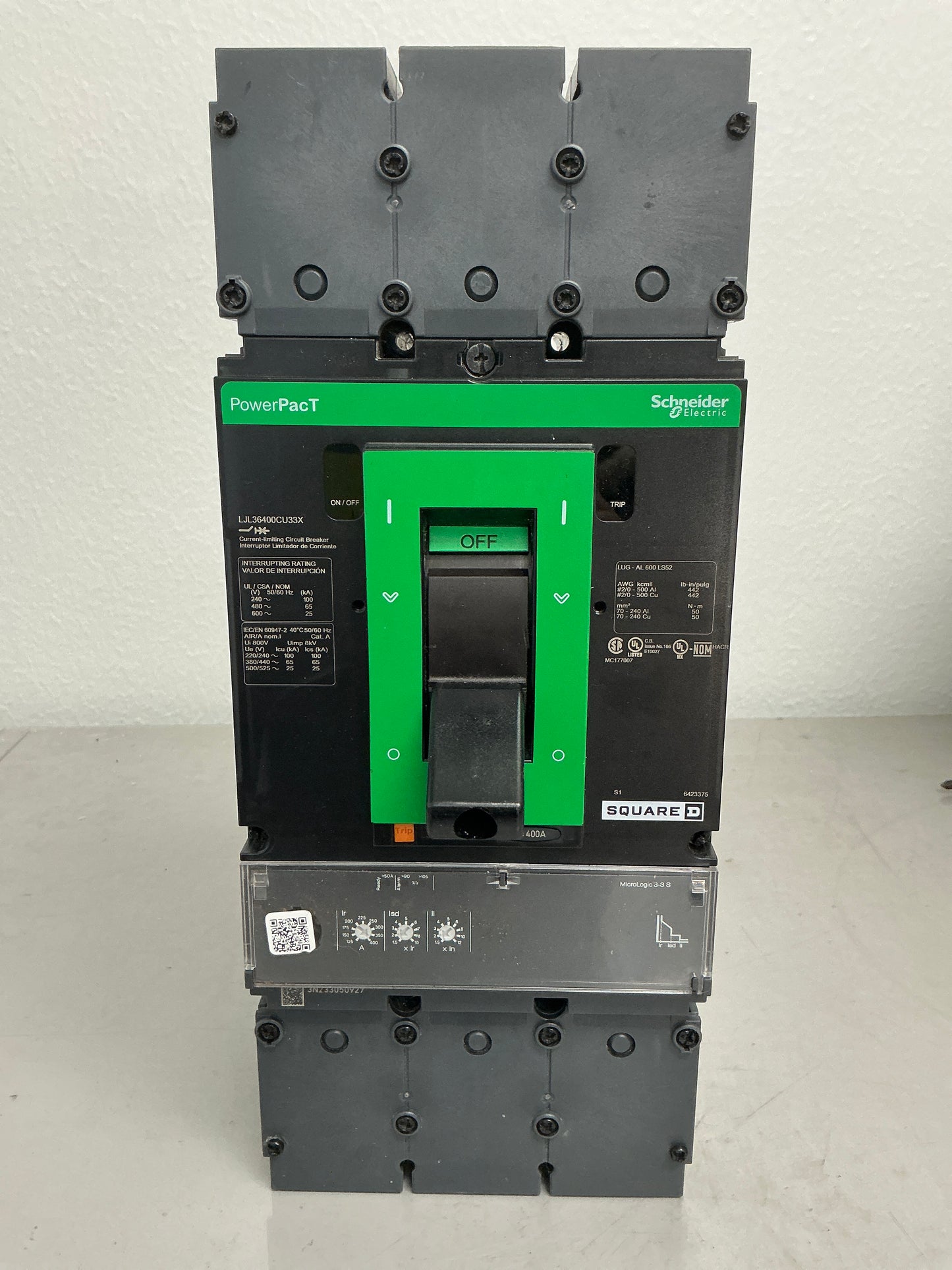 New Square D LJL36400CU33X 3 Pole, 400 Amps Circuit Breaker