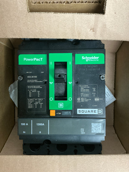 New Square D HDL36100 3 Pole, 100 Amps, 600 Volts Circuit Breaker