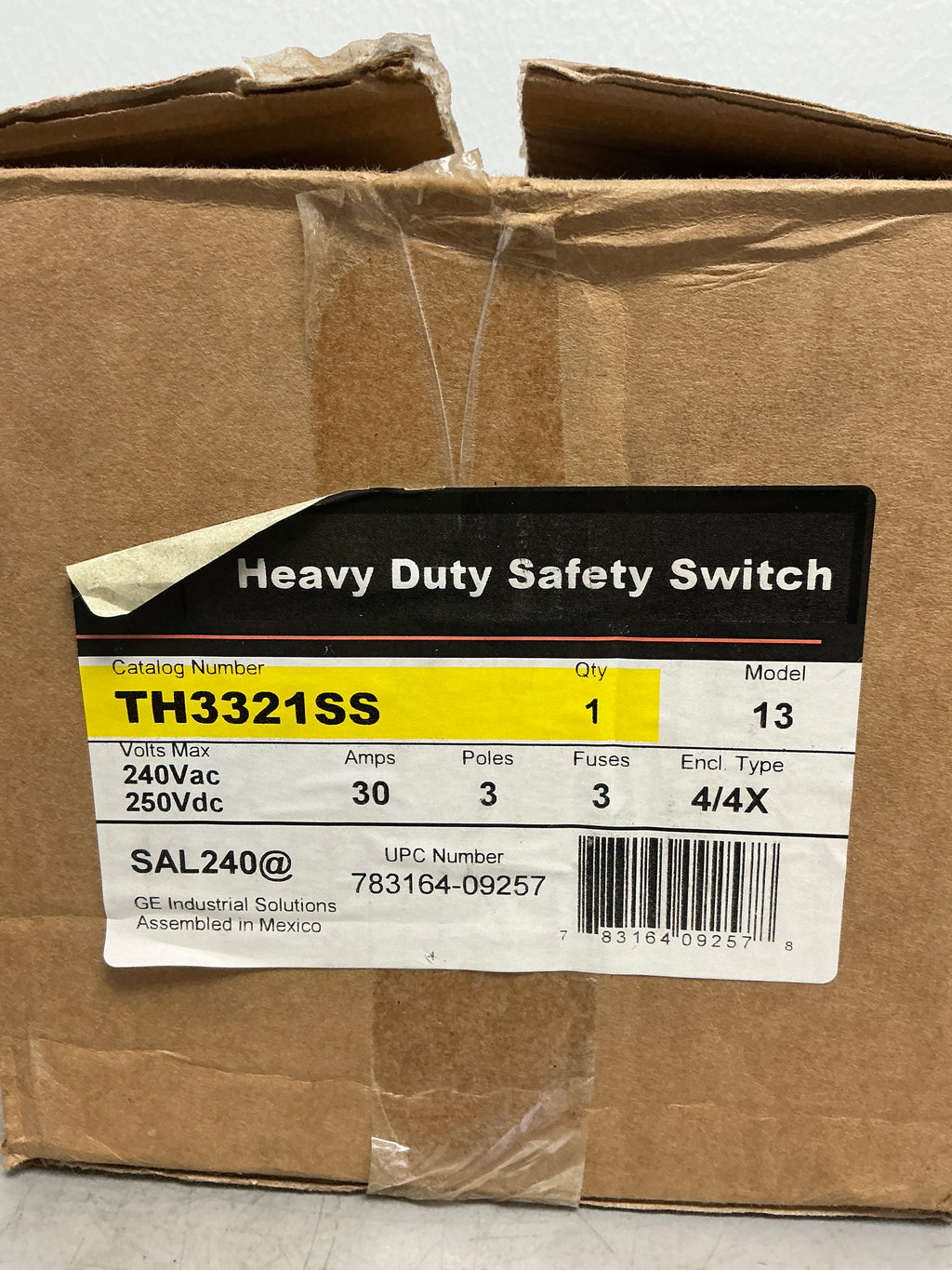 New TH3321SS 3 Pole, 3 Fuses, 30 Amps, 240 Volts