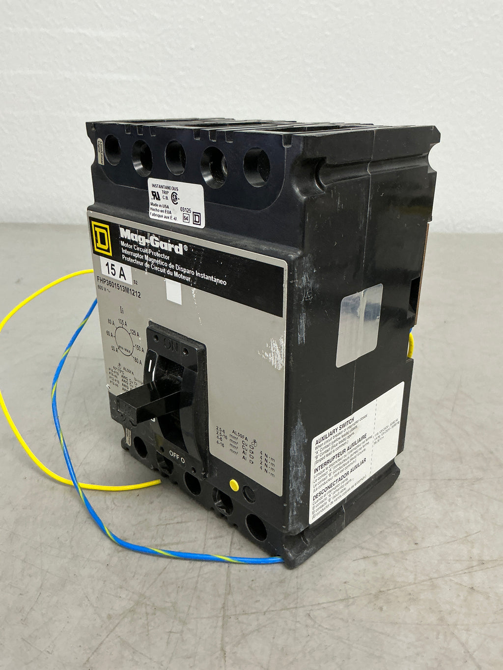 Used Square D FHP3601513M1212 3 Pole, 15 Amps, 480 Volts Circuit Breaker