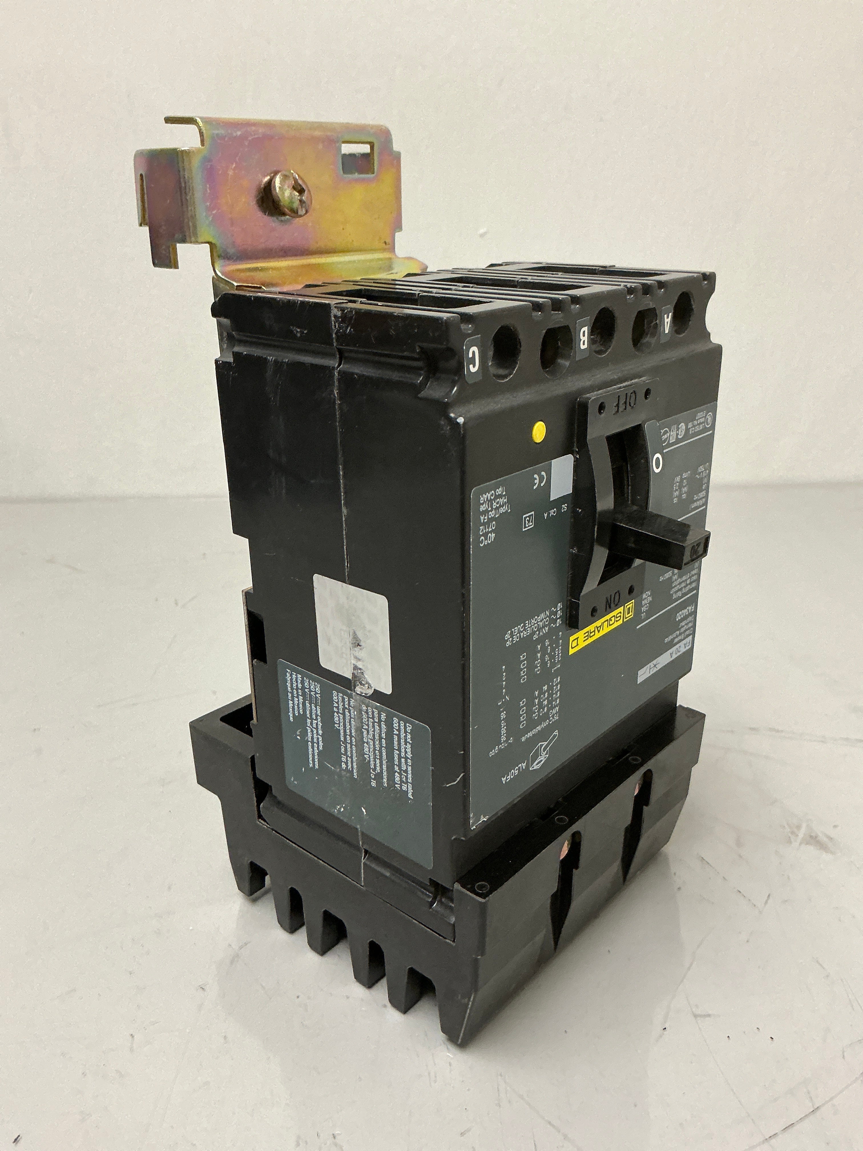 Used Square D FA34020 3 Pole, 20 Amps, 480 Volts Circuit Breaker