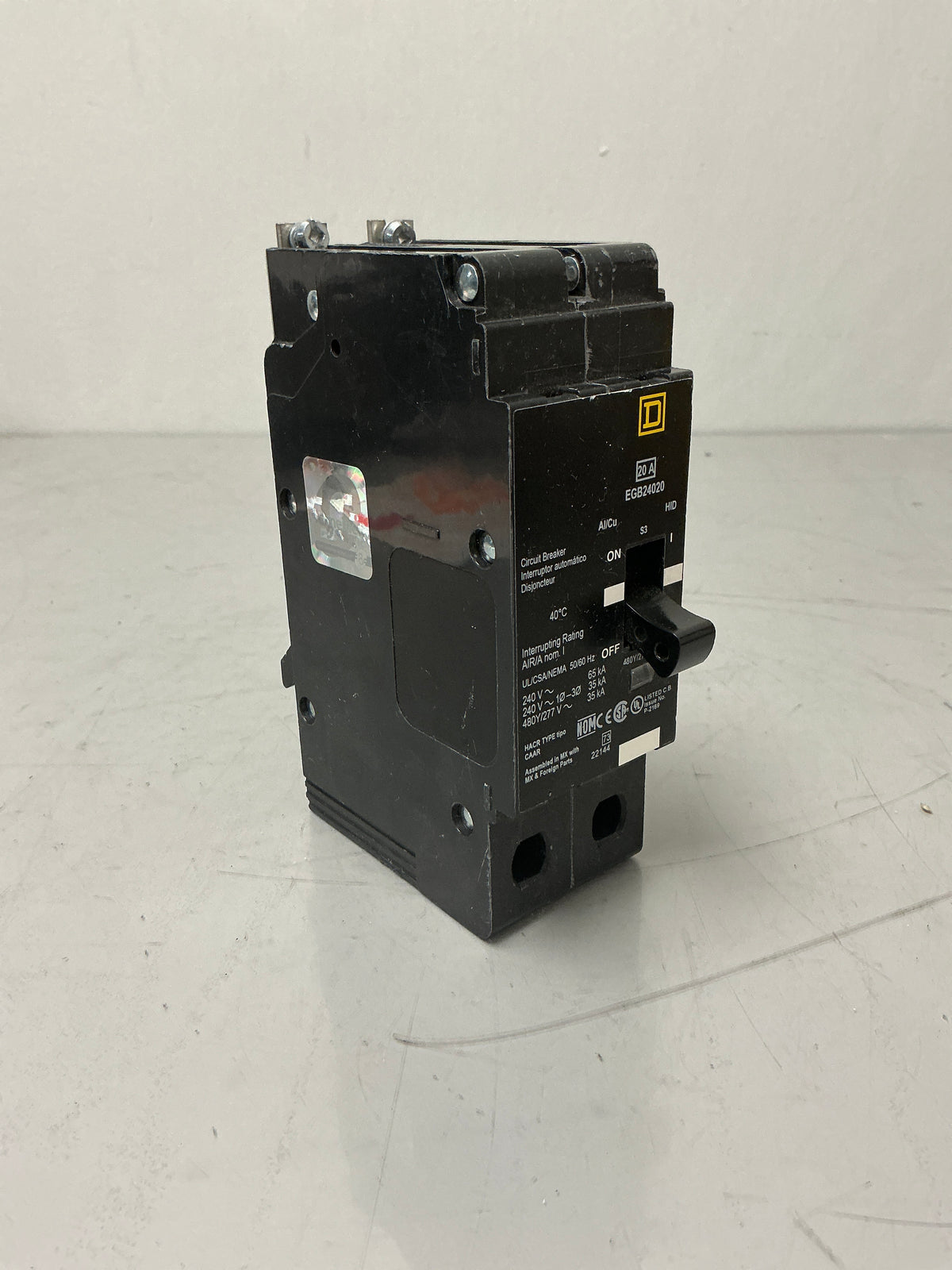Used Square D EGB24020 2 Pole, 20 Amps, 480 Volts Circuit Breaker