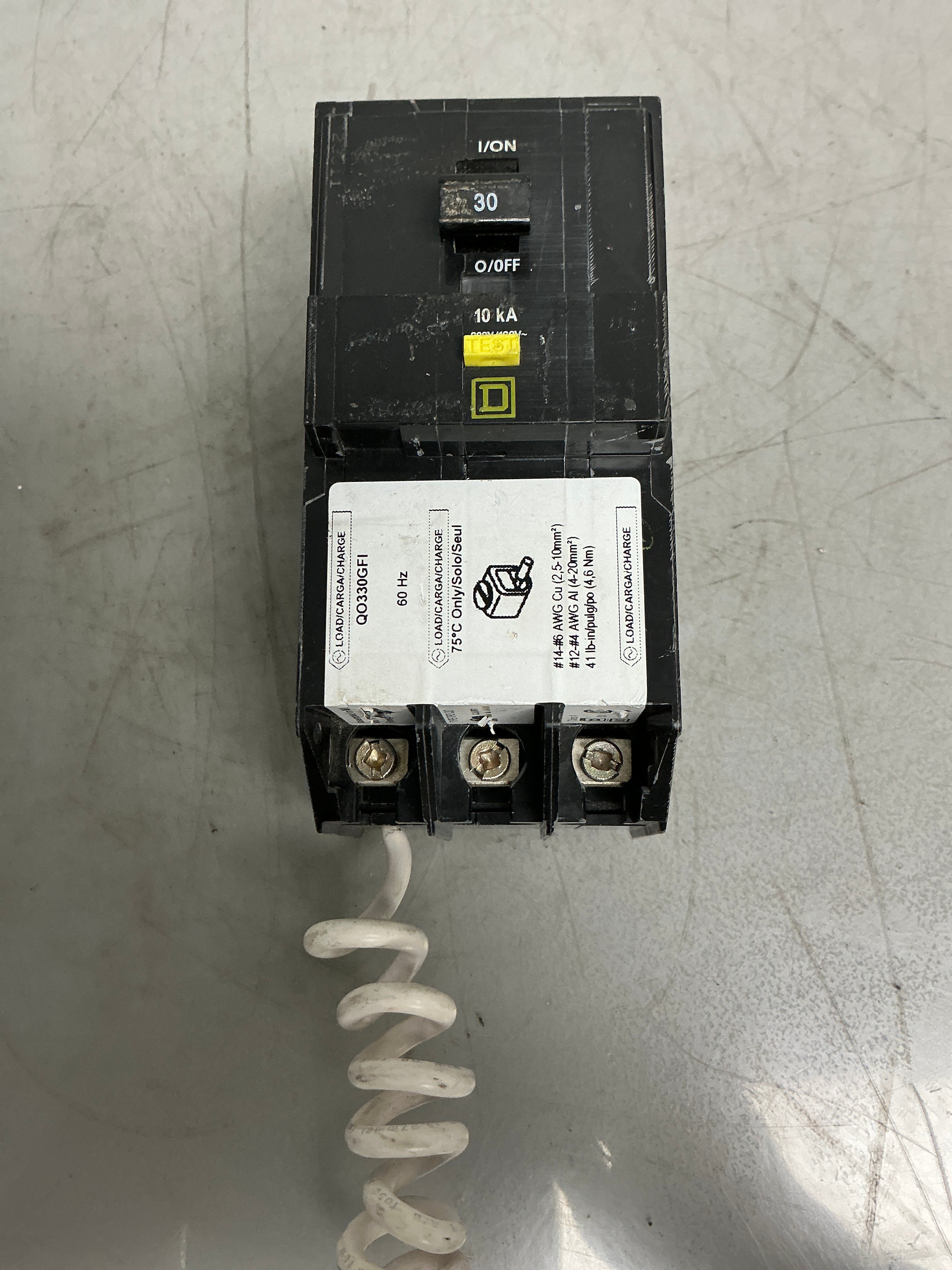 Used Square D QO330GFI 3 Pole, 30 Amps, 208Y/120 Volts Circuit Breaker