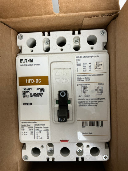 New Eaton HFDDC3150W 3 Poles, 150 Amps, 600 Volts