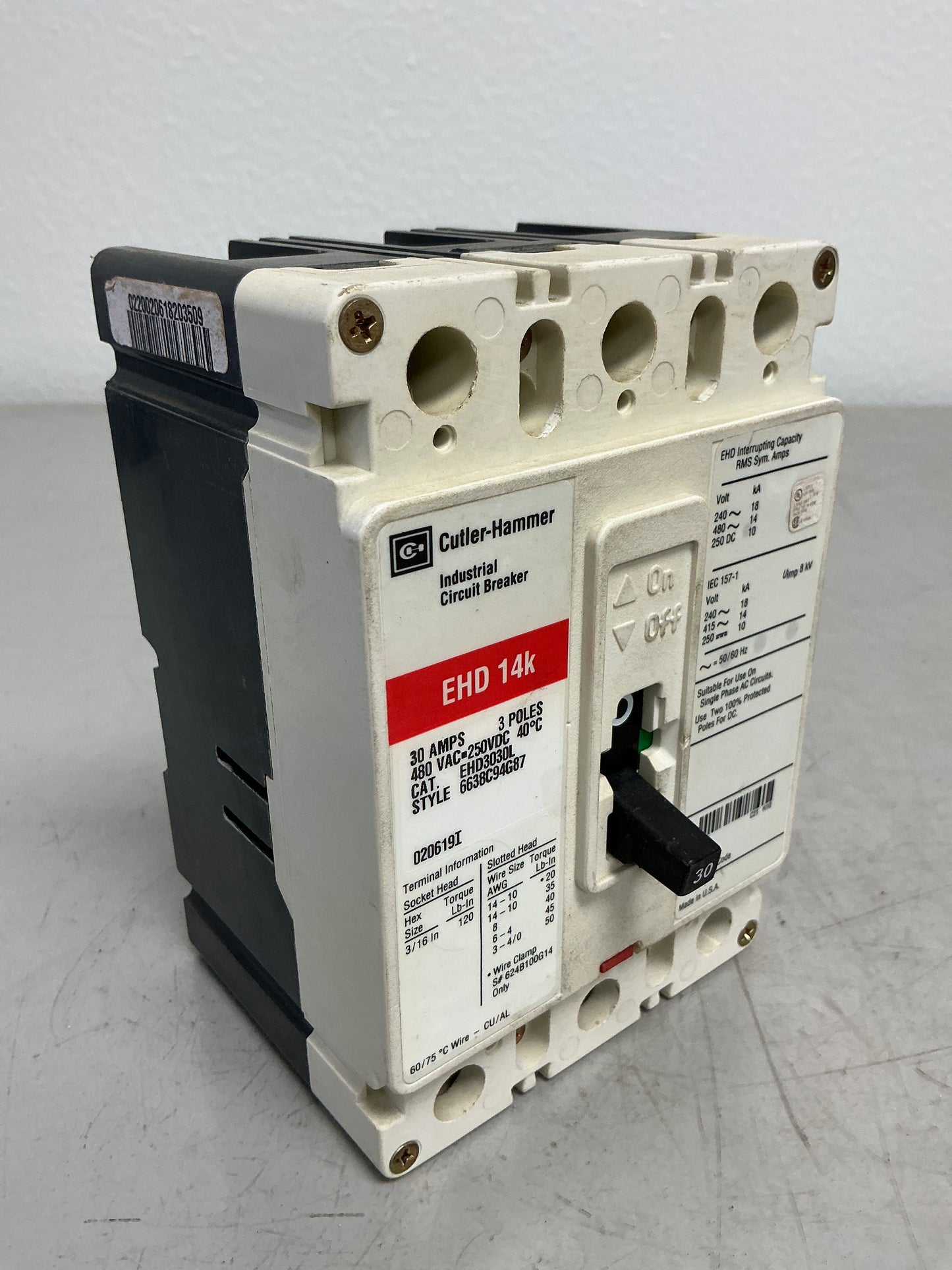 Used EHD3030L 3 Poles, 30 Amps, 480 Volts