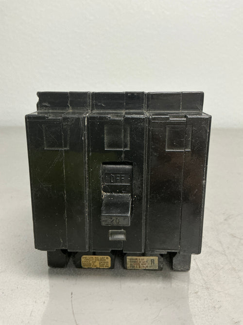 *CHIPPED* Used Square D EH34020 3 Pole, 20 Amps, 480 Volts