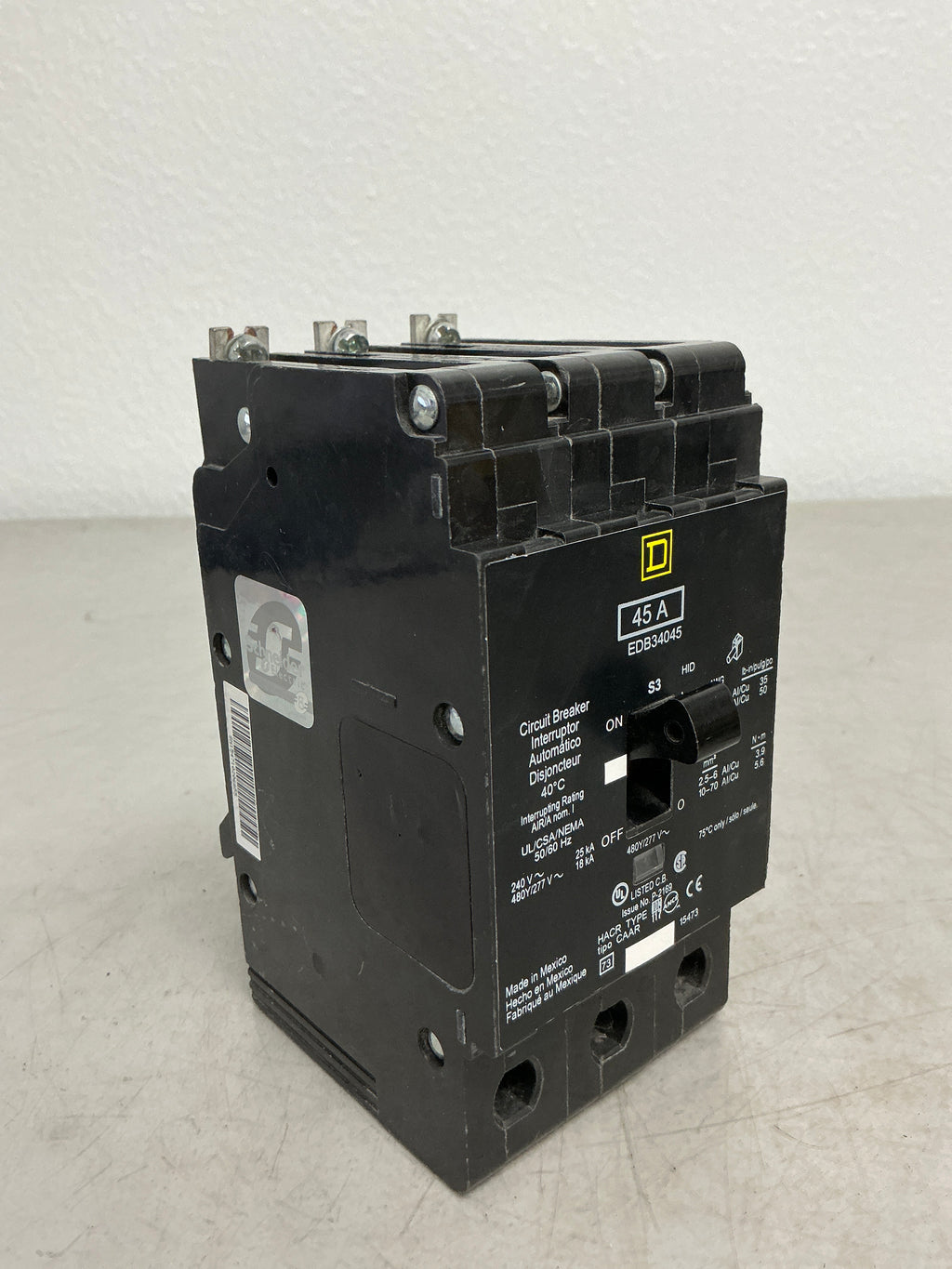 New Square D EDB34045 3 Pole, 45 Amps, 480 Volts