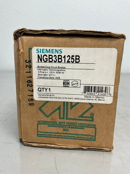New Siemens NGB3B125B 3 Pole, 125 Amps, 480 Volts