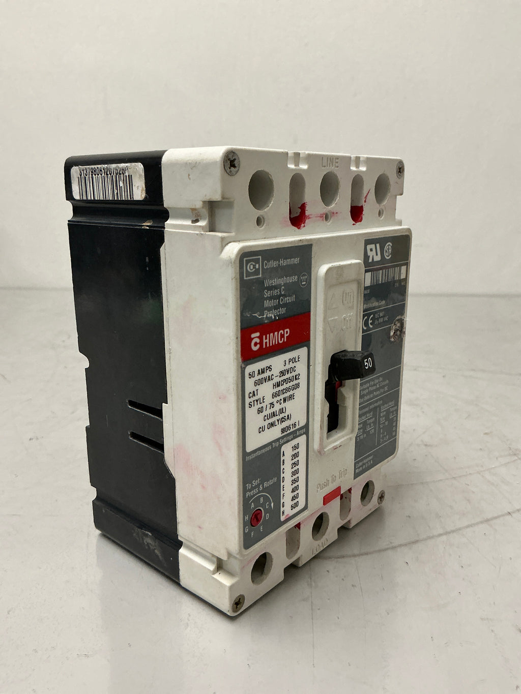 Used Cutler-Hammer HMCPE050K2 3 Pole, 50 Amps, 480 Volts Circuit Breaker