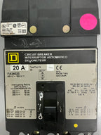 *CHIPPED* Used Square D FA34020 3 Pole, 20 Amps, 480 Volts