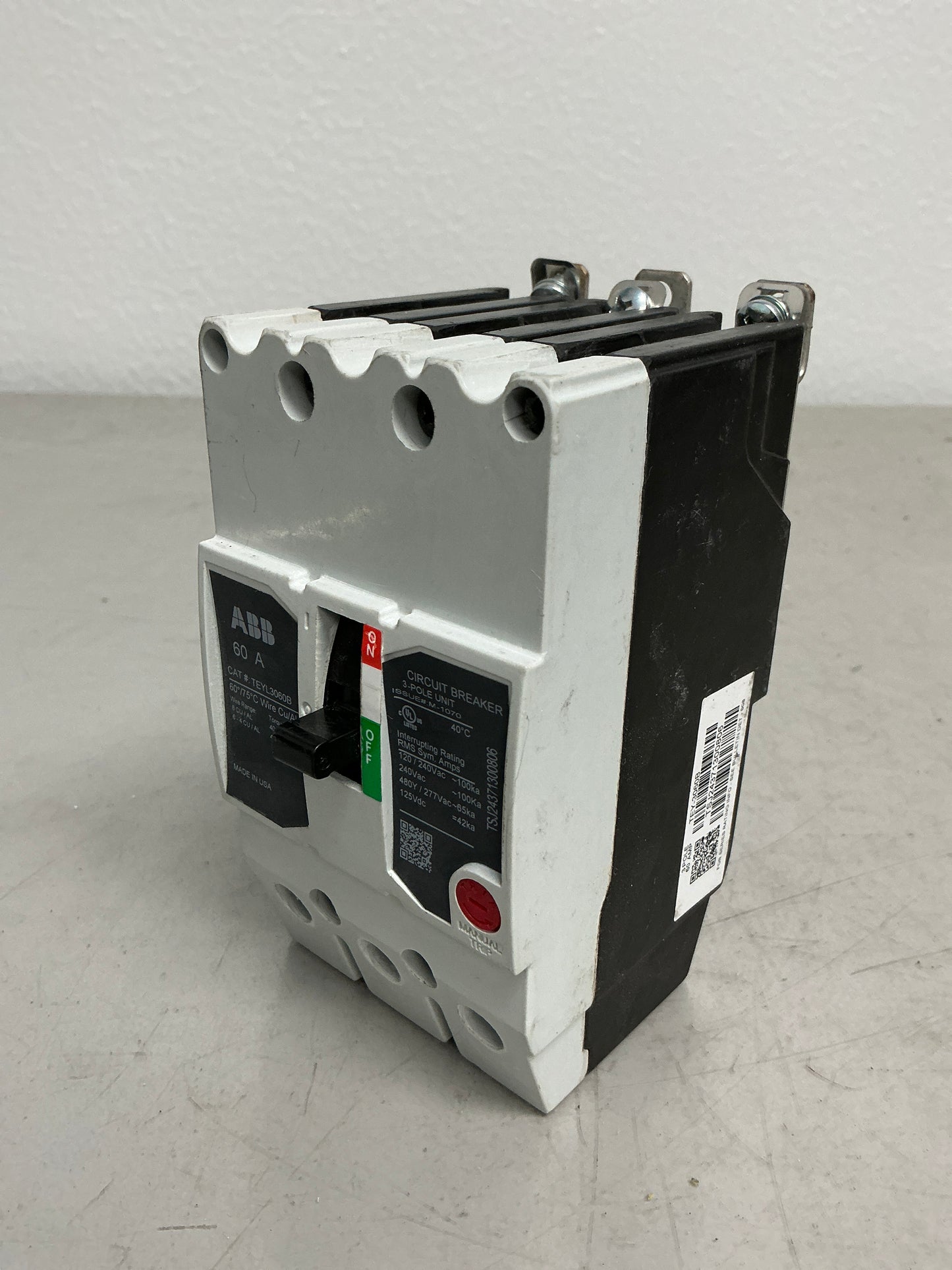 Used ABB TEYL3060B 3 Pole, 60 Amps, 480 Volts