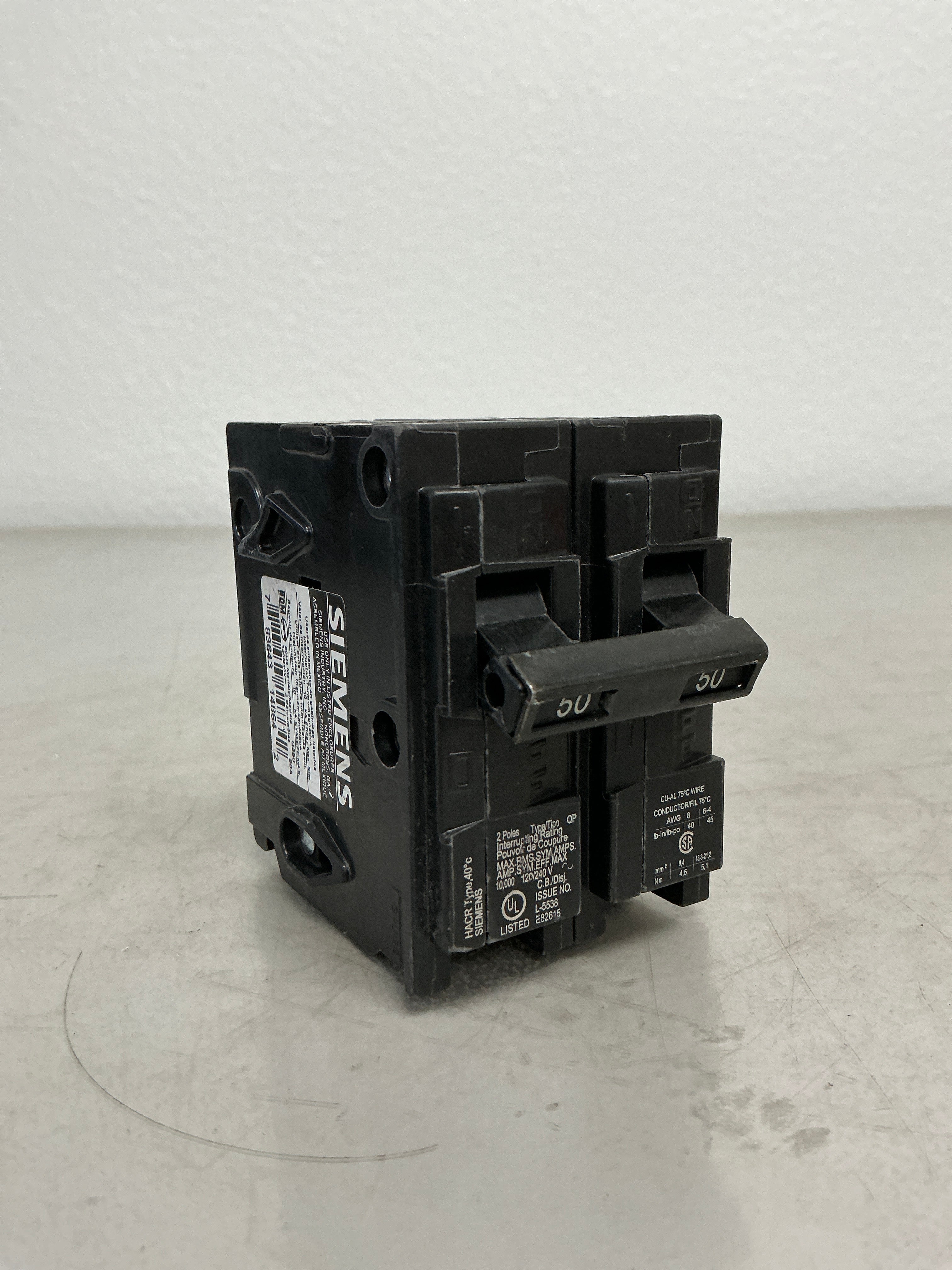 Used Siemens Q250 2 Pole, 50 Amps, 240 Volts