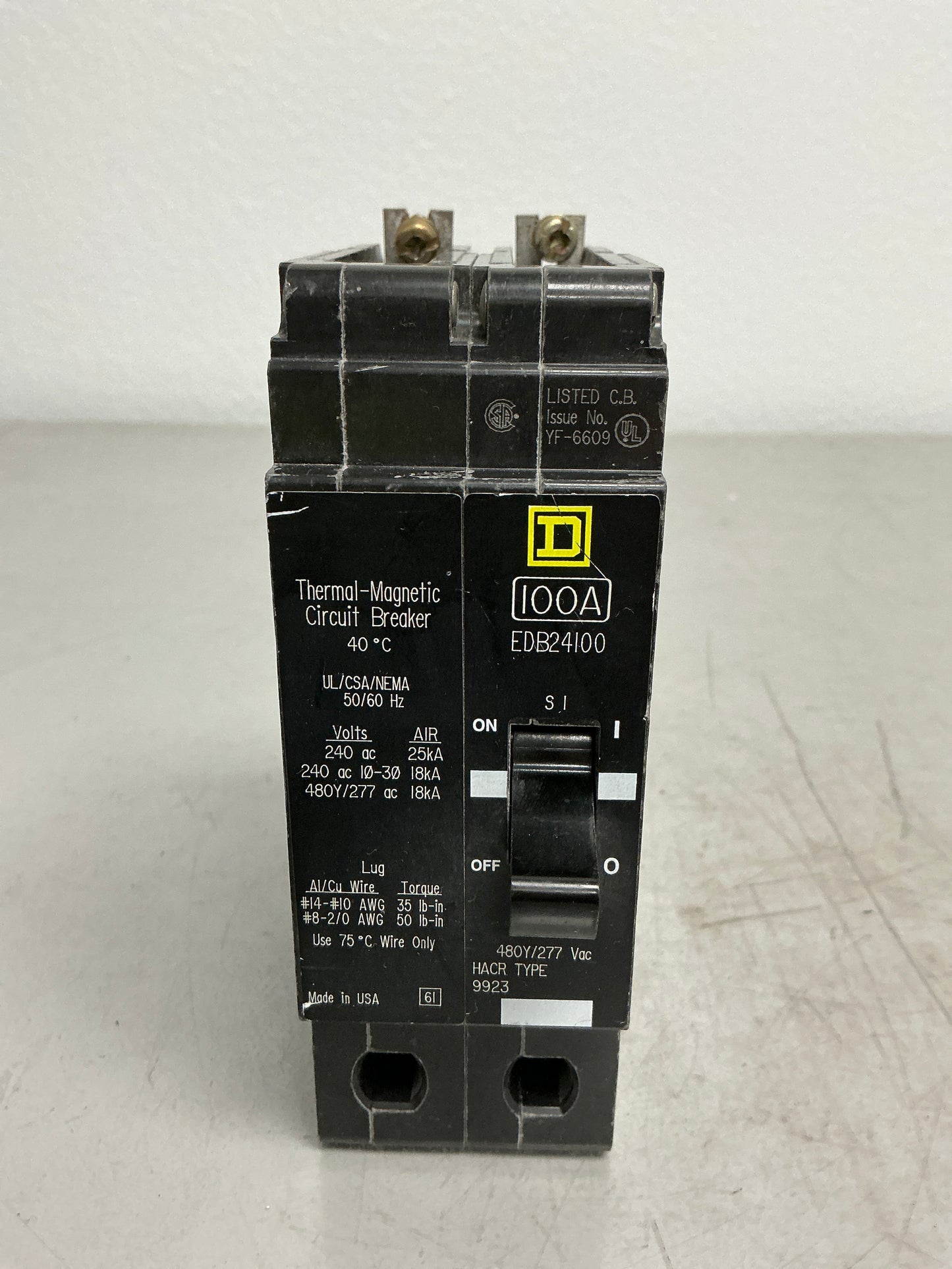 Used Squared D EDB24100 2 Pole, 100 Amps, 480 Volts
