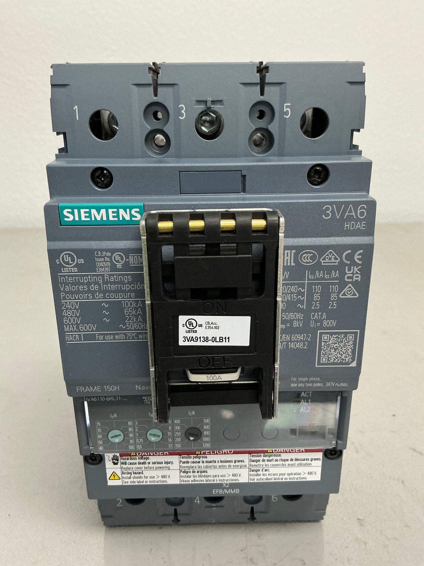 New Siemens 3VA6110-6HL31-0AA0 100 Amps, 3 Pole