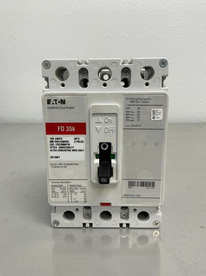 Used FD3100BP10 100Amps, 3 Pole,  600 Volt