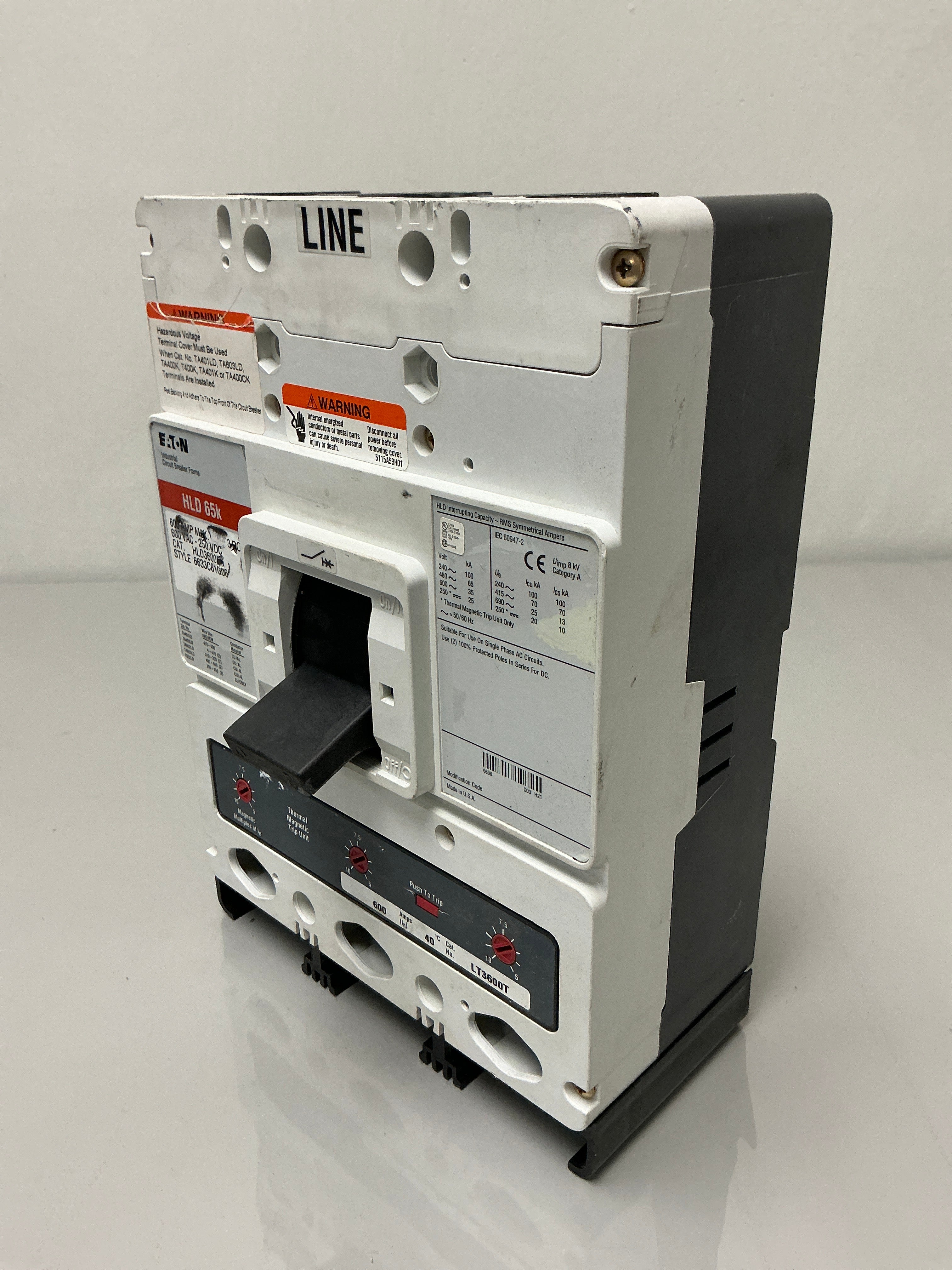 Used Eaton HLD3600F 3 Pole, 600 Amps, 600 Volts Circuit Breaker
