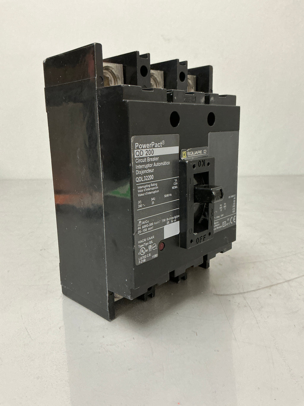 Used Square D QDL32200 3 Pole, 200 Amps, 240 Volts Breaker