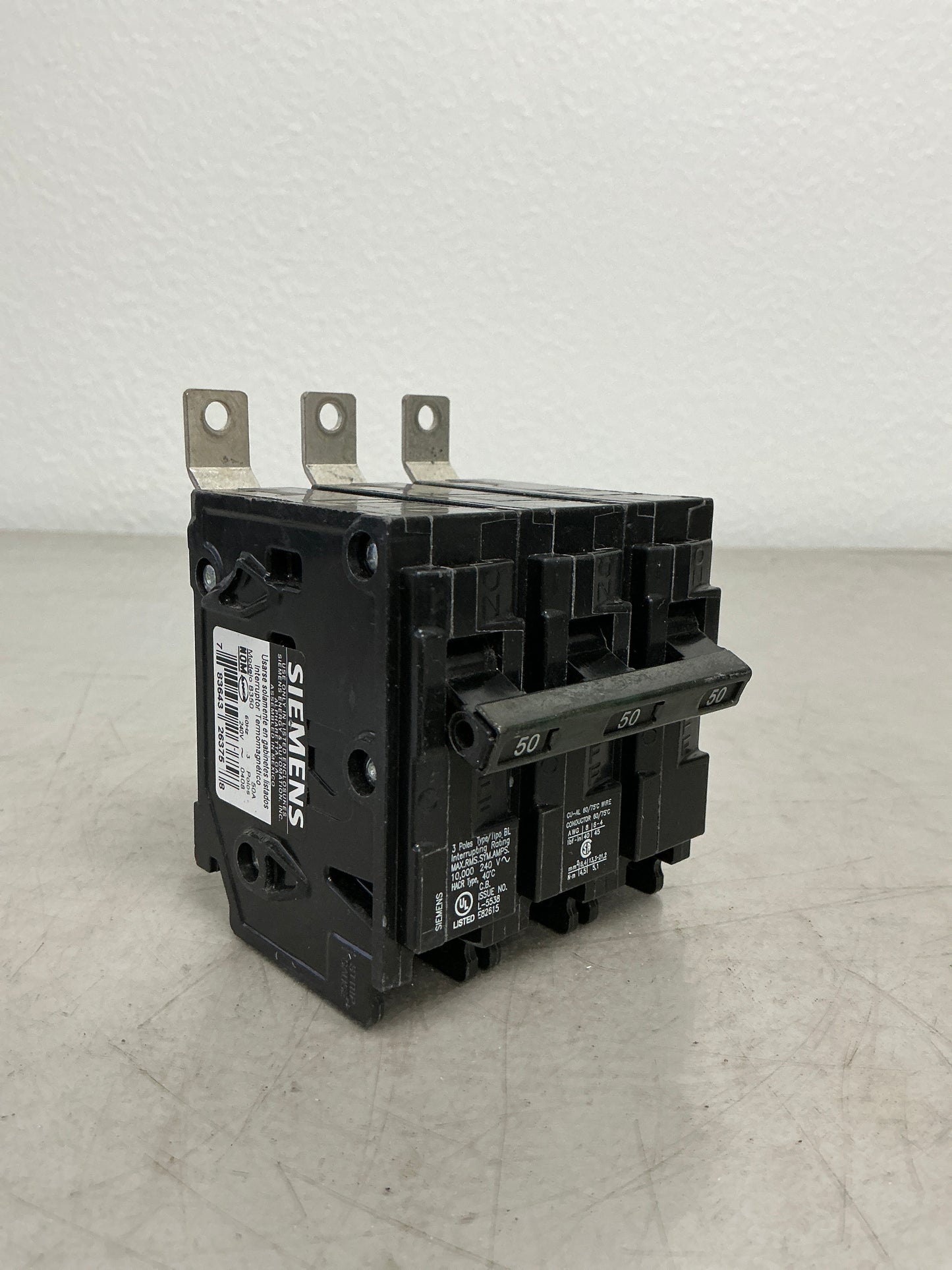 Used Siemens B350 3 Pole, 50 Amps, 240 Volts