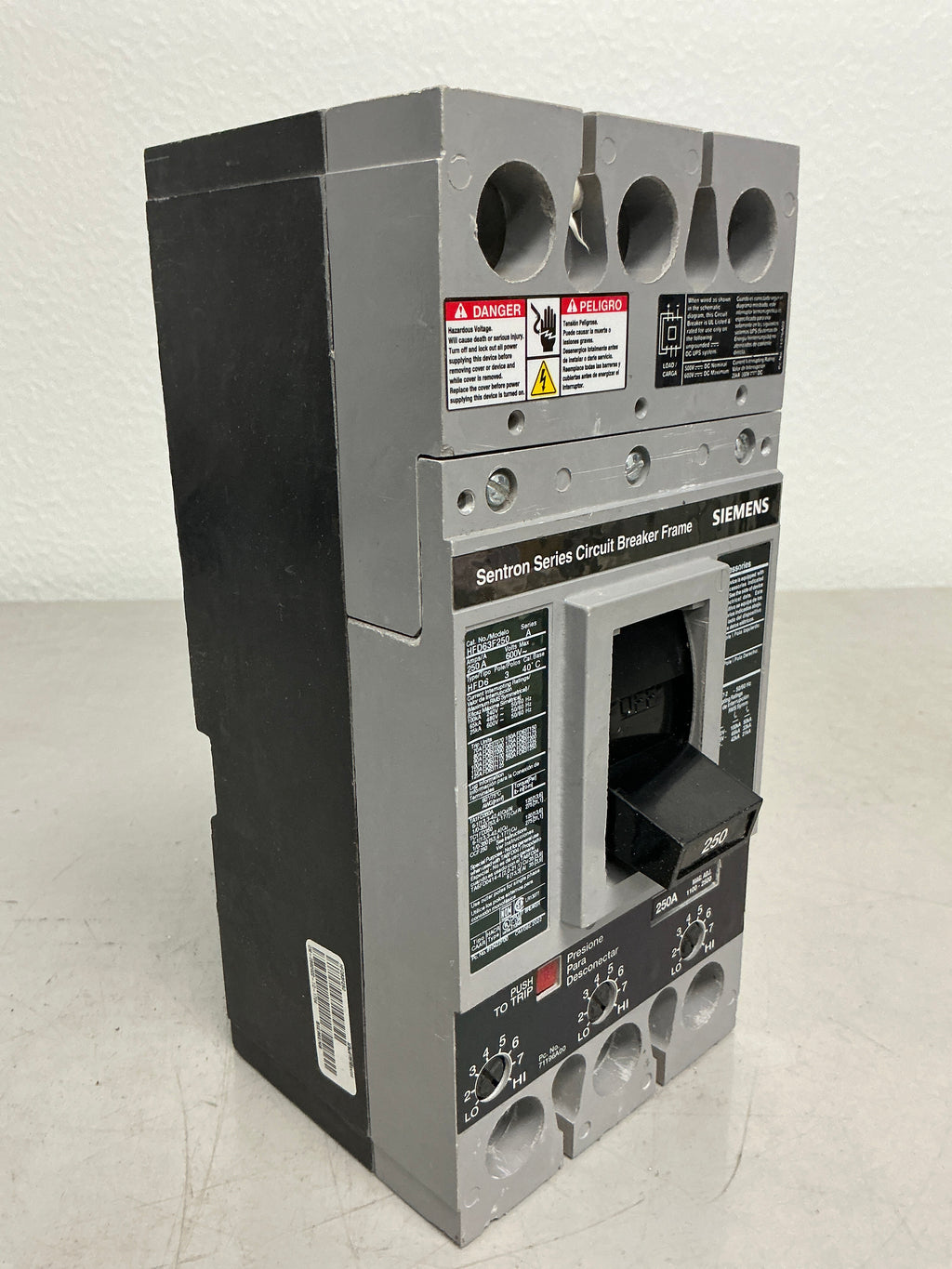 Used Siemens HFD63B250 3 Pole,  250 Amps, 480 Volts