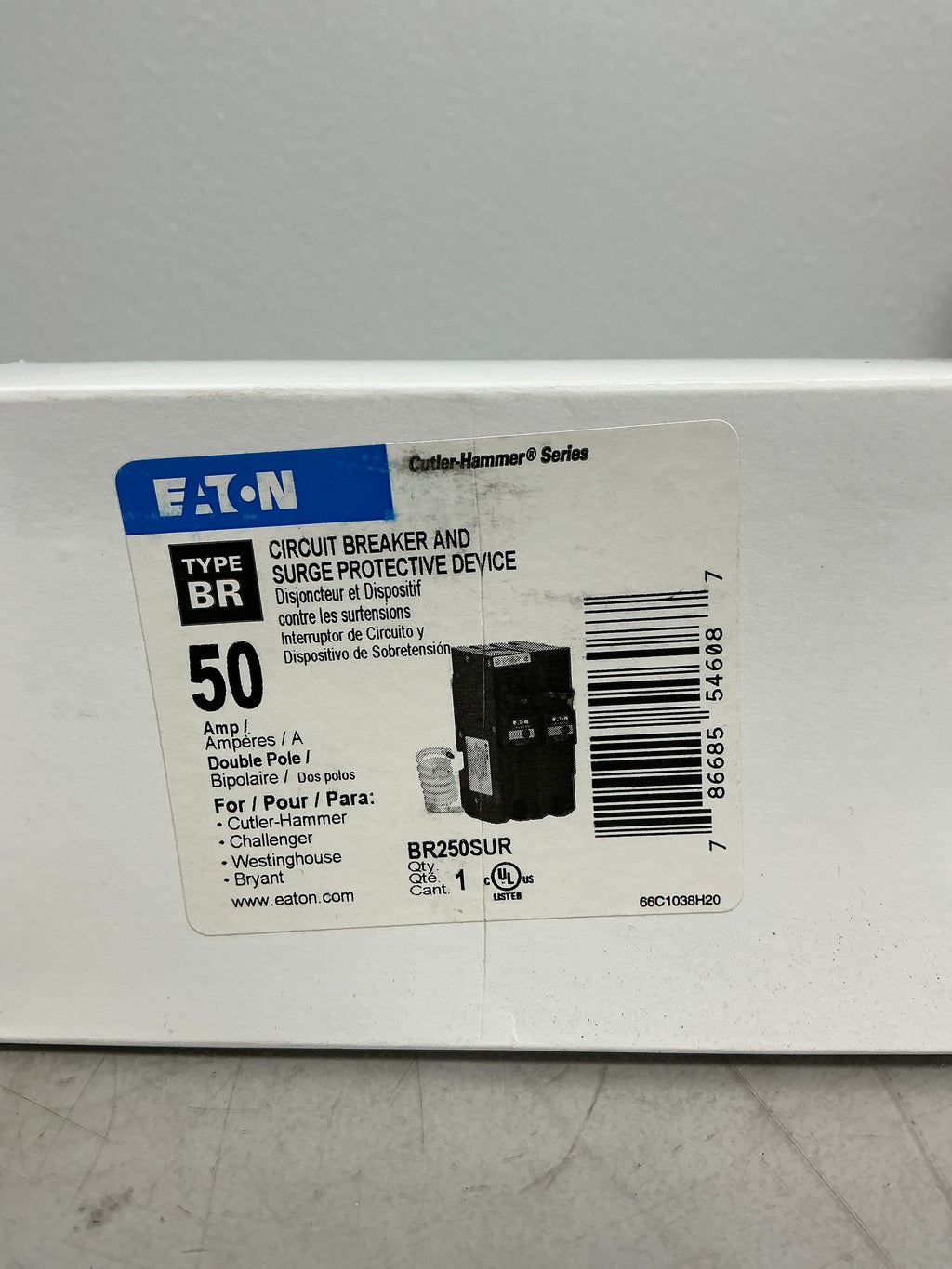 New Eaton BR250SUR 2 Pole, 50 Amps, 120/240 Volts Circuit Breaker