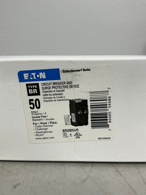 New Eaton BR250SUR 2 Pole, 50 Amps, 120/240 Volts Circuit Breaker