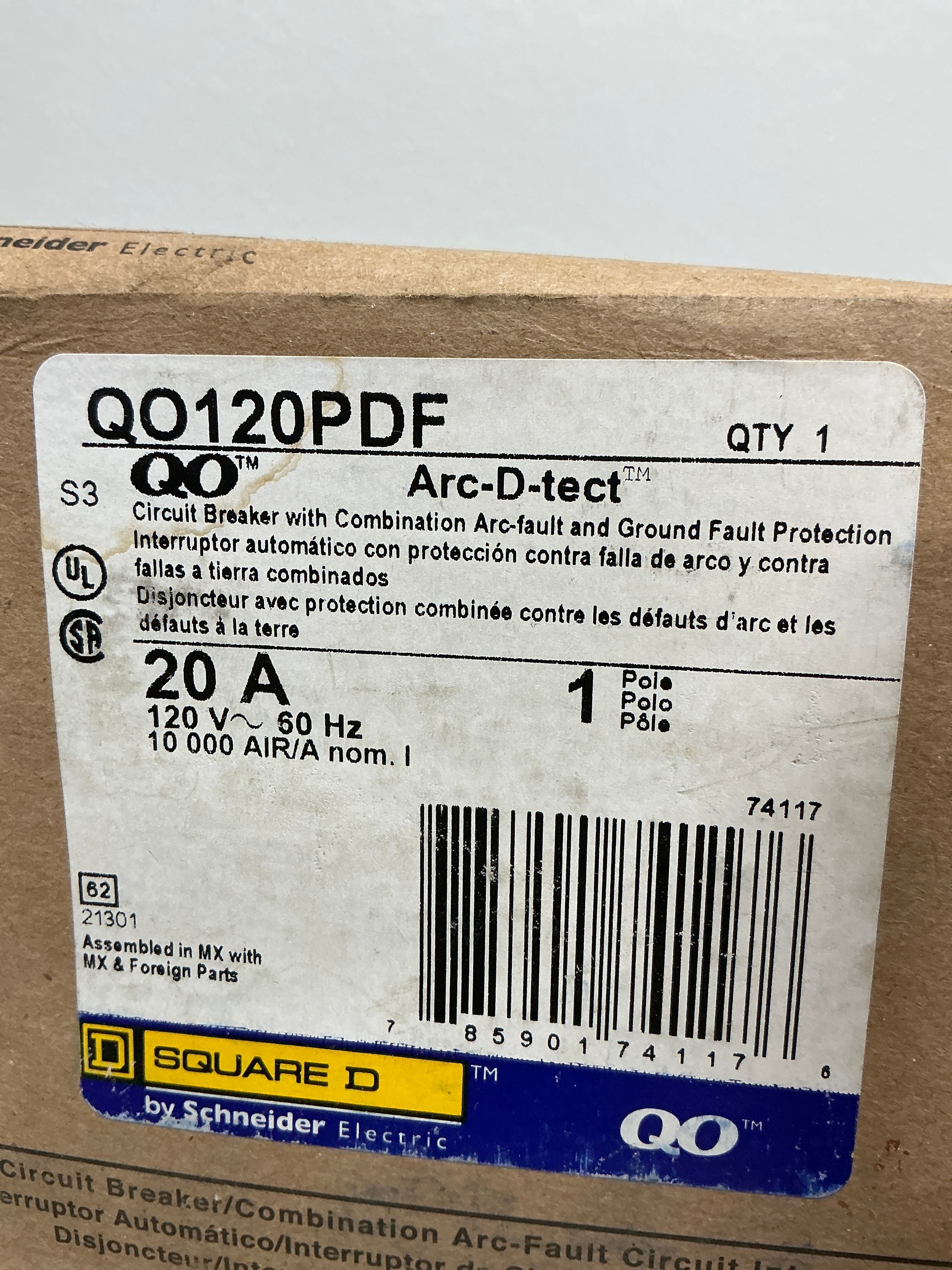 New Square D QO120PDF 1 Pole, 20 Amps, 120 Volts Circuit Breaker