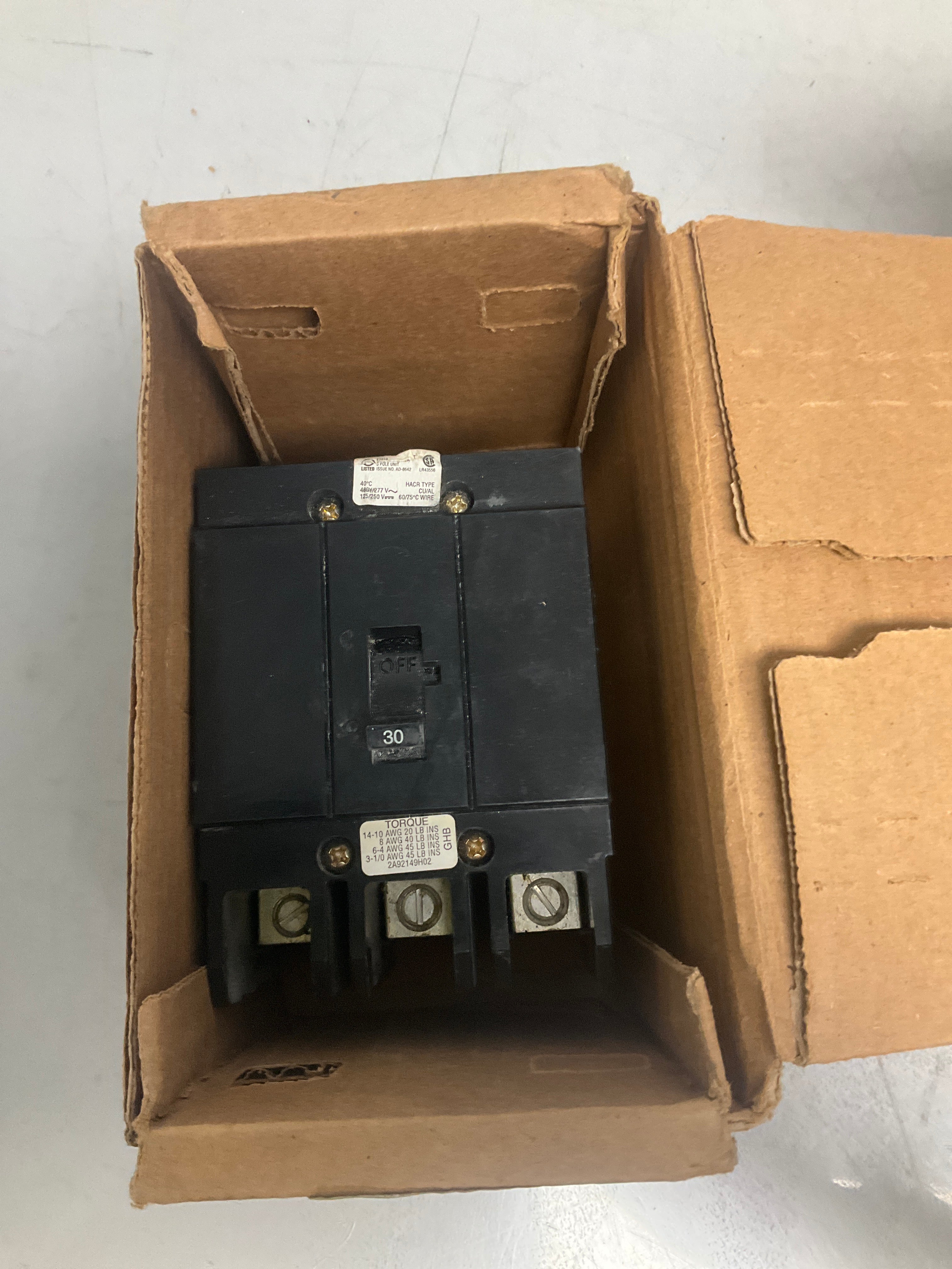 New Eaton GHB3030 3 Pole, 30 Amps, 480 Volts