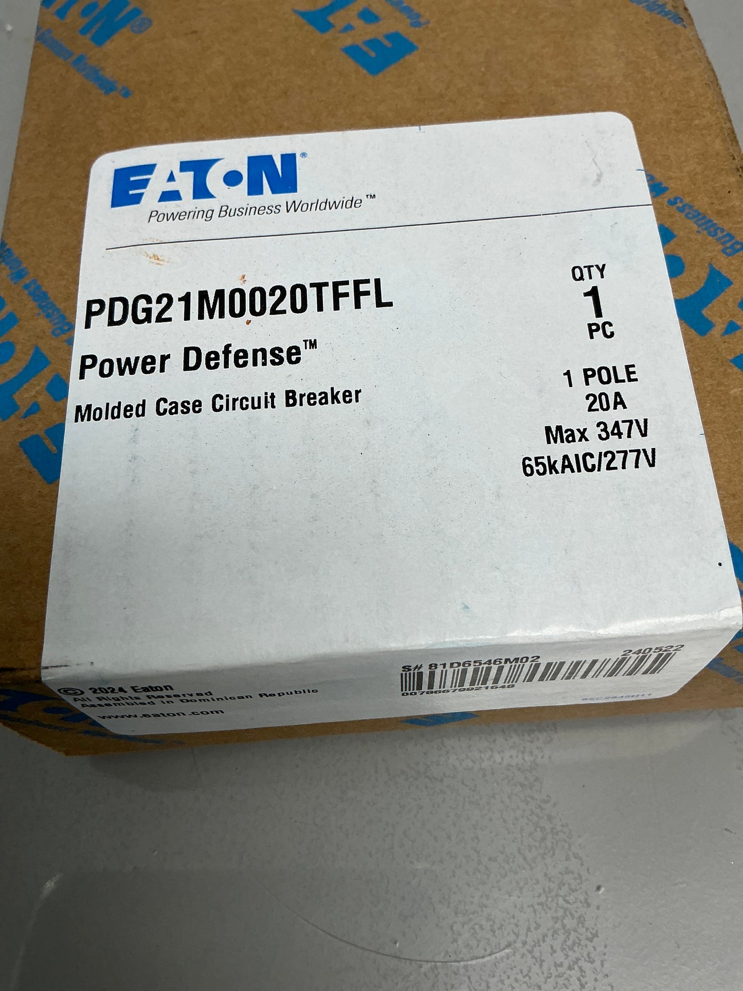 New PDG21M0020TFFL 1 Pole, 20 Amps, 277 Volts