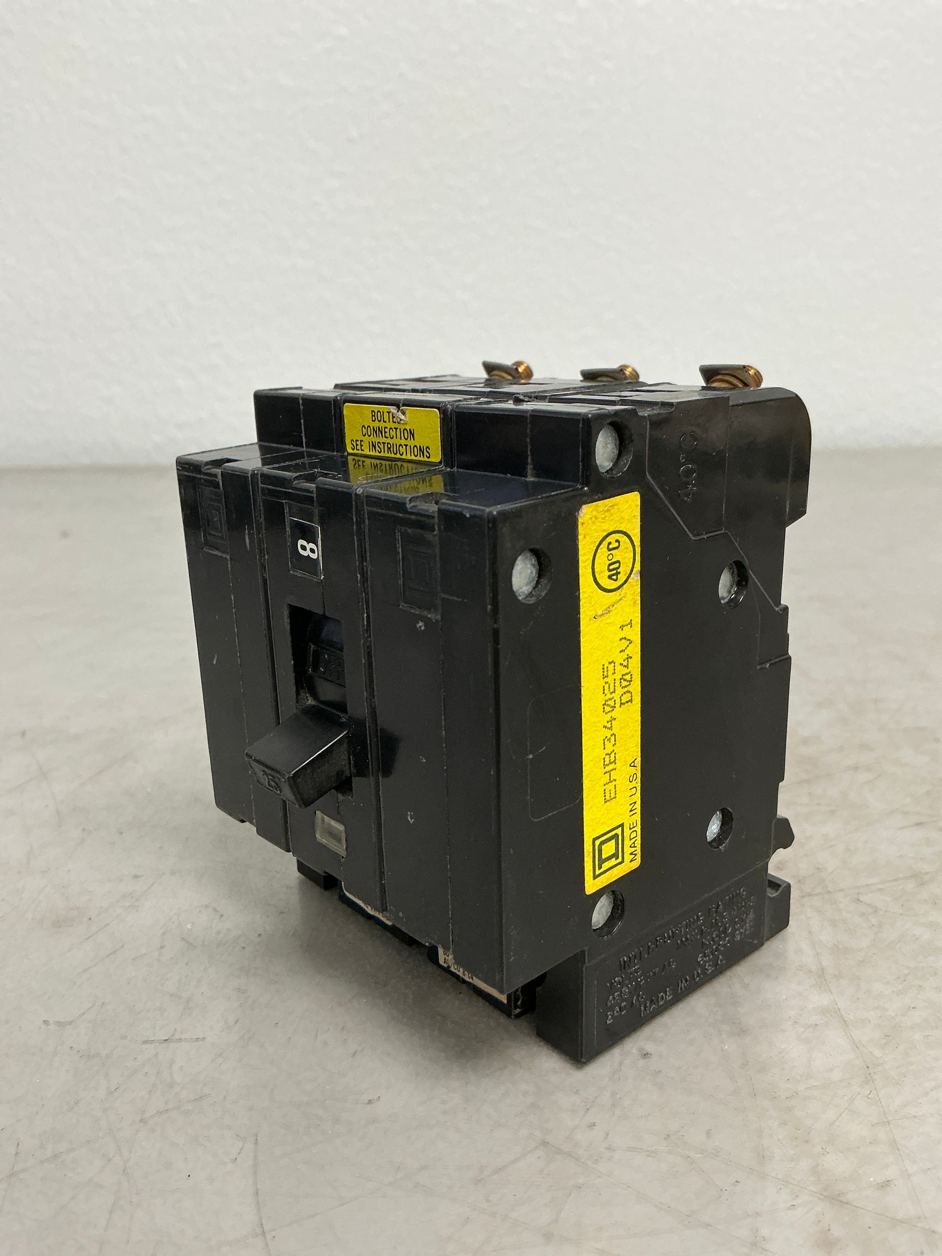 Used Square D EHB34025 3 Pole, 25 Amps, 480 Volts Circuit Breaker