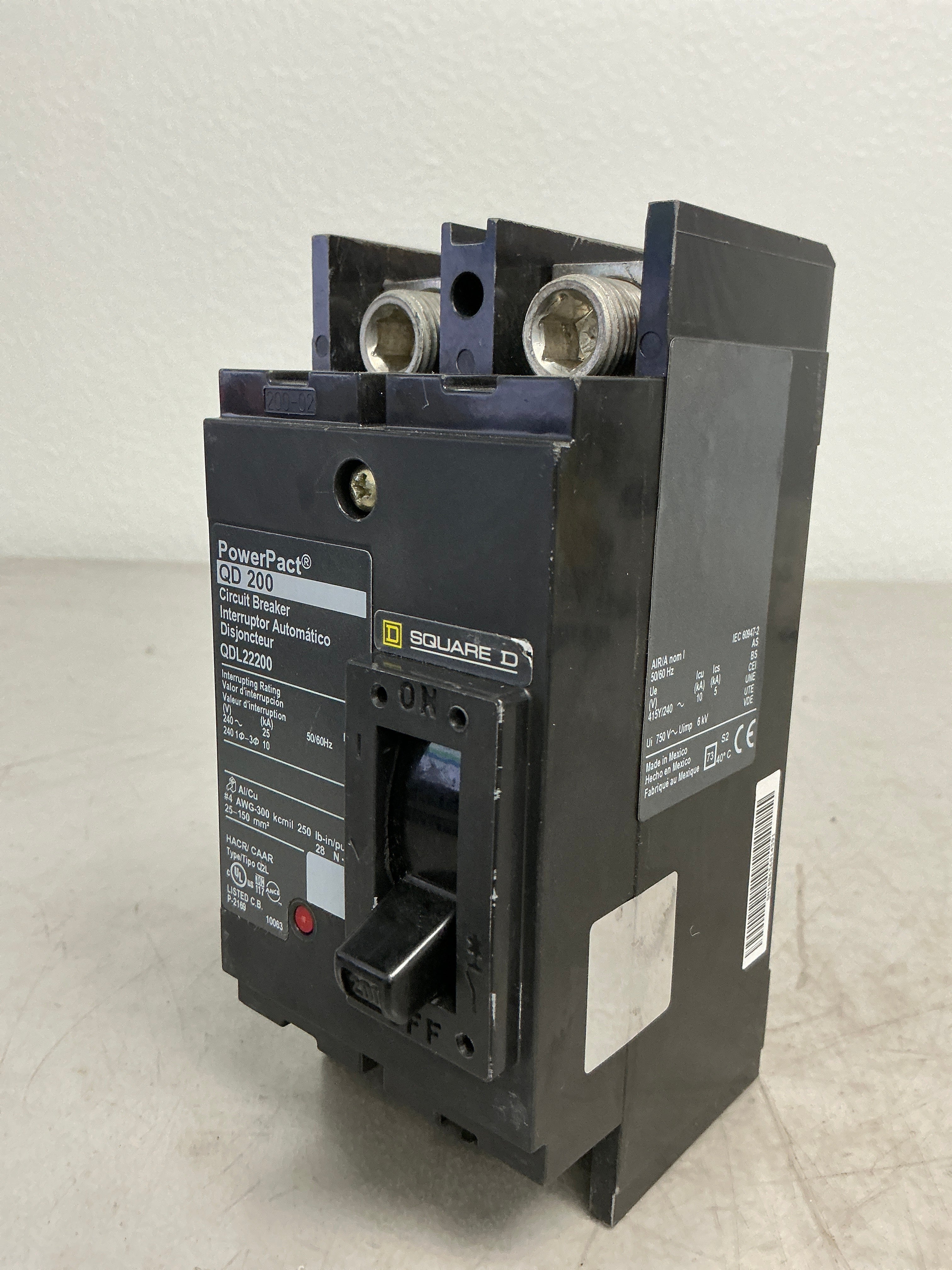New Square D QDL22200 2 Pole, 200 Amps, 240 Volts