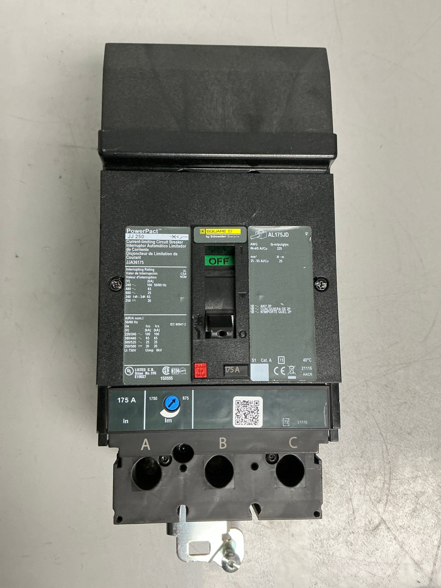 New Square D JJA36175 3 Pole, 175 Amps