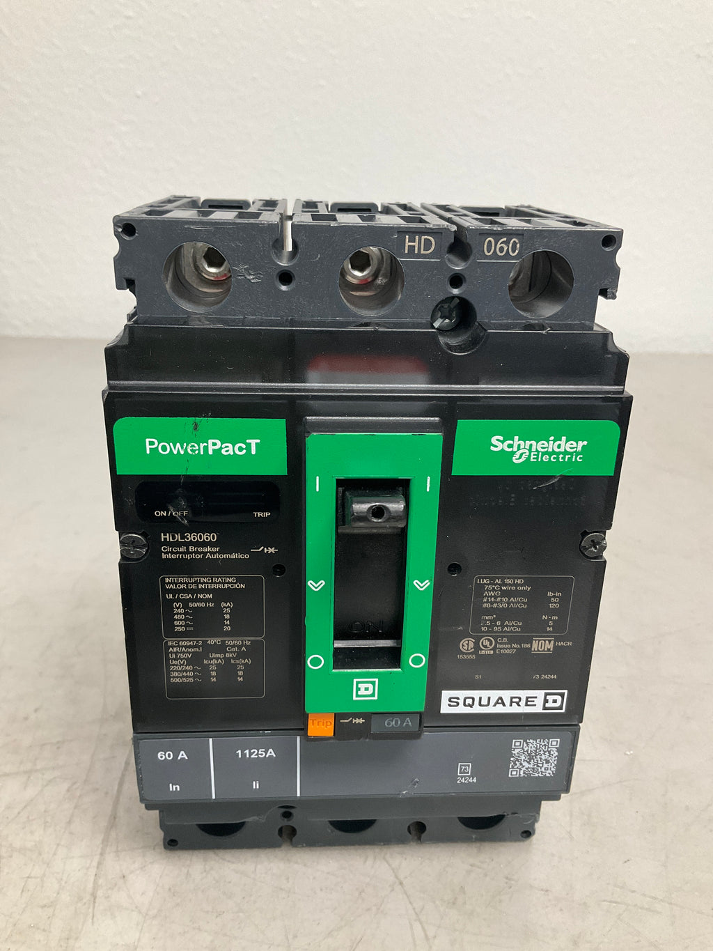 Used Square D HDL36060 3 Pole, 60 Amps, 600 Volts