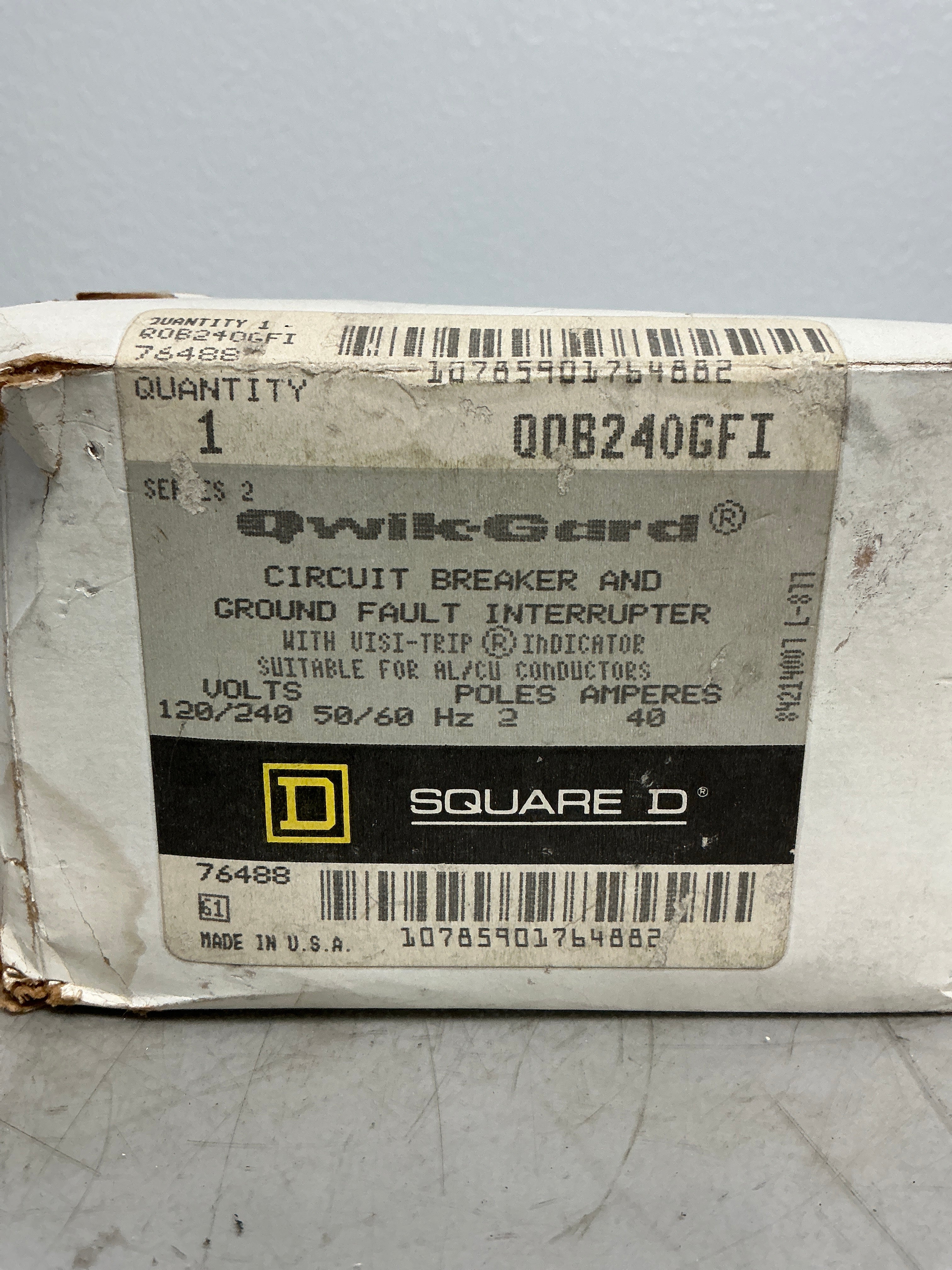 New Square D QOB240GFI 2 Pole, 40 Amps, 120/240 Volts Circuit Breaker