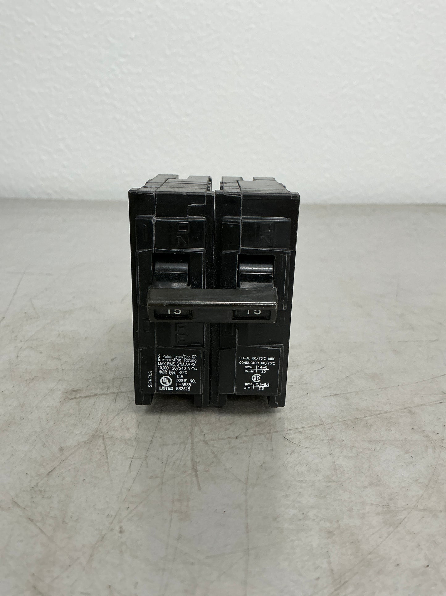 Used Siemens Q215 2 Pole, 15 Amps, 240 Volts
