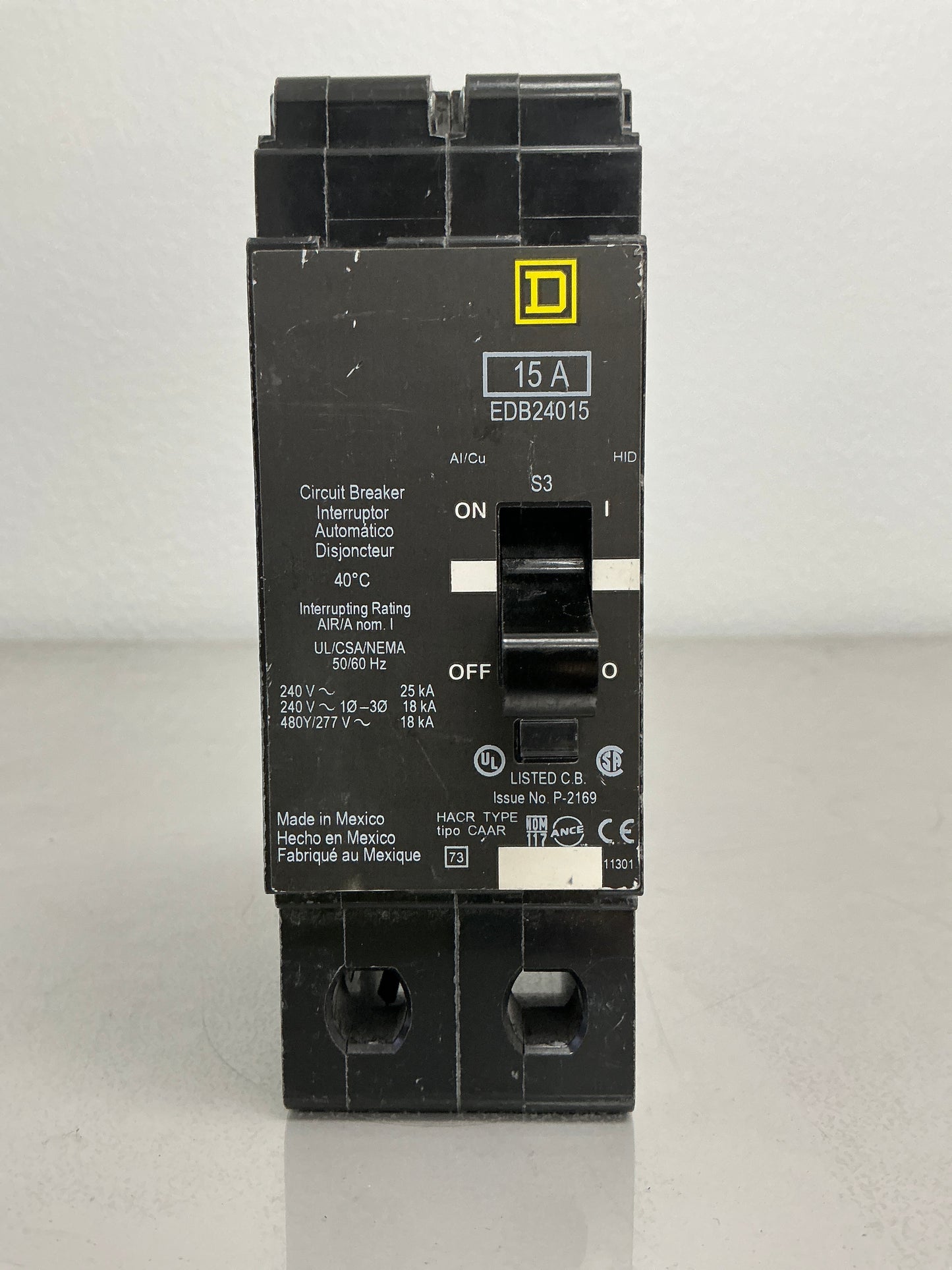 Used EDB24015 2 Poles, 15 Amps, 480Y/277V