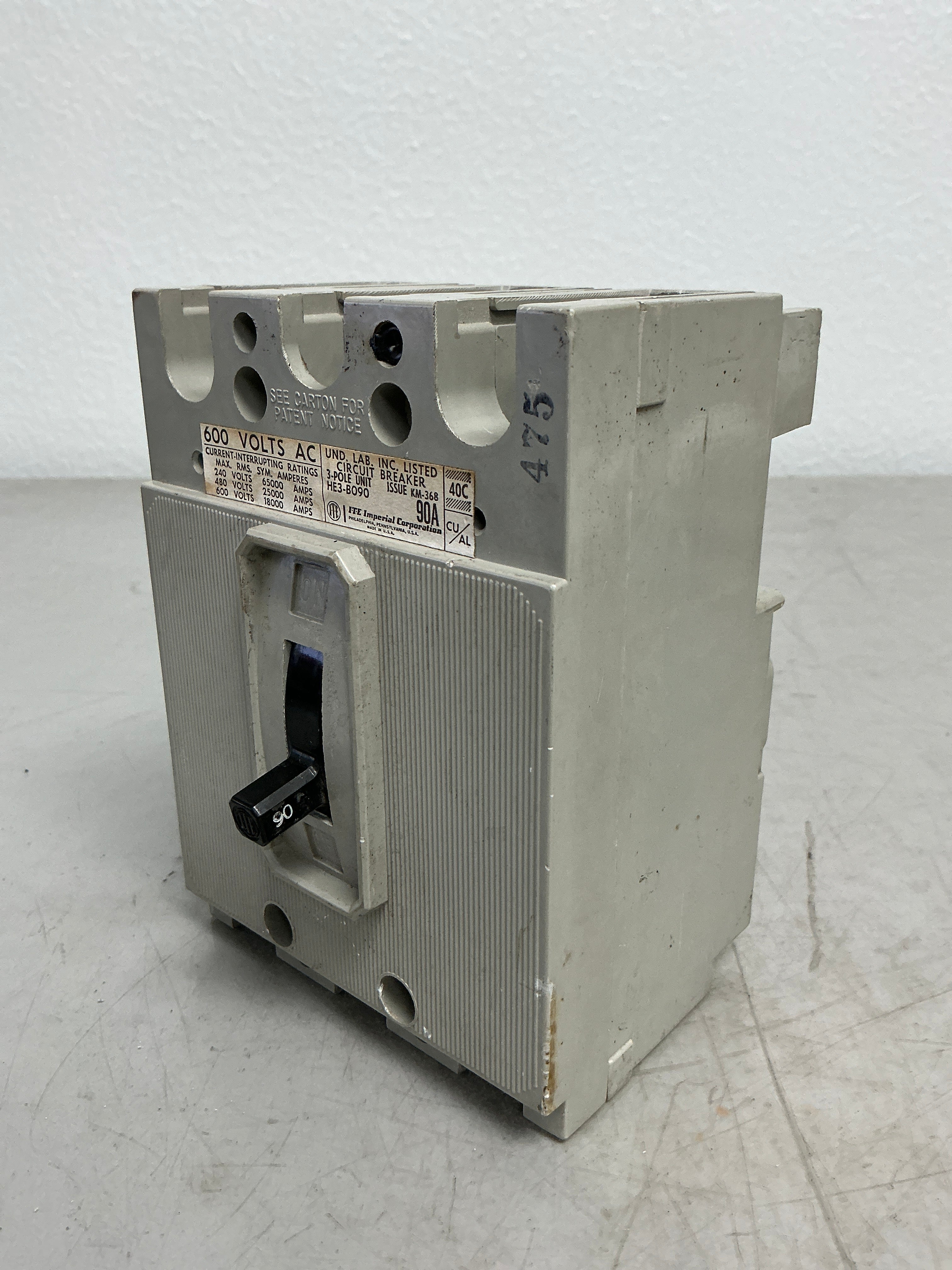 Used HE3B090 3 Pole, 90 Amps, 600 Volts