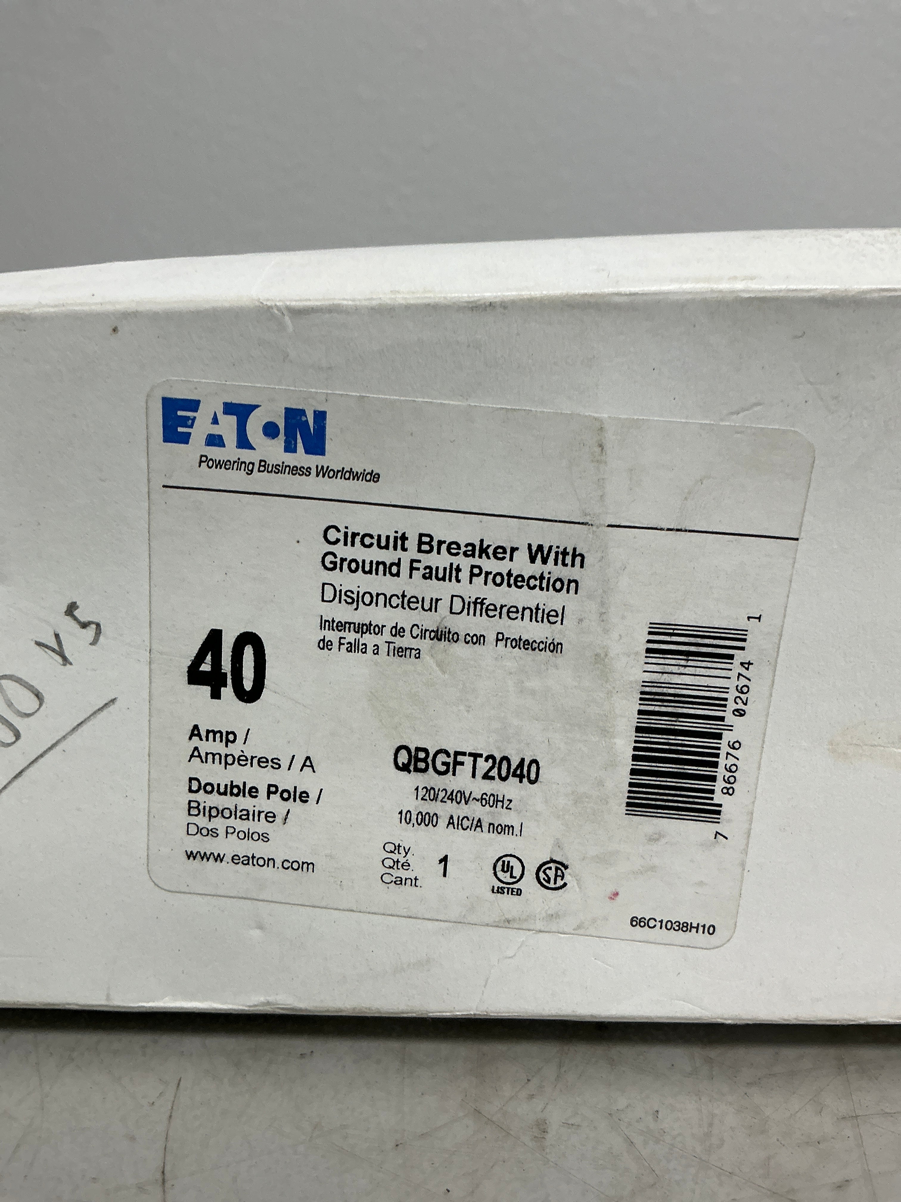 New Eaton QBGFT2040 2 Pole, 40 Amps, 240 Volts