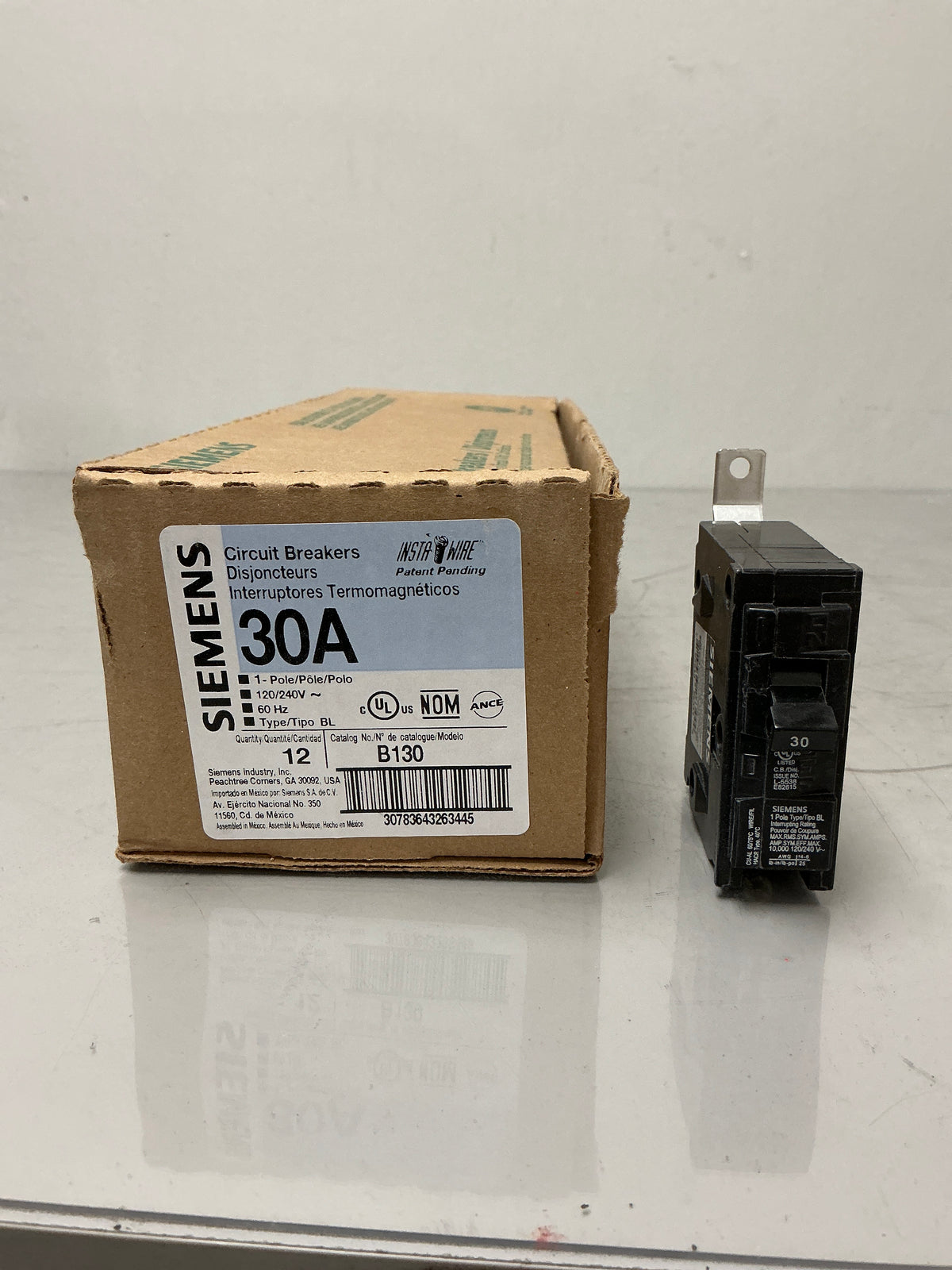 New Siemens B130 1 Pole, 30 Amps, 240 Volts Circuit Breaker