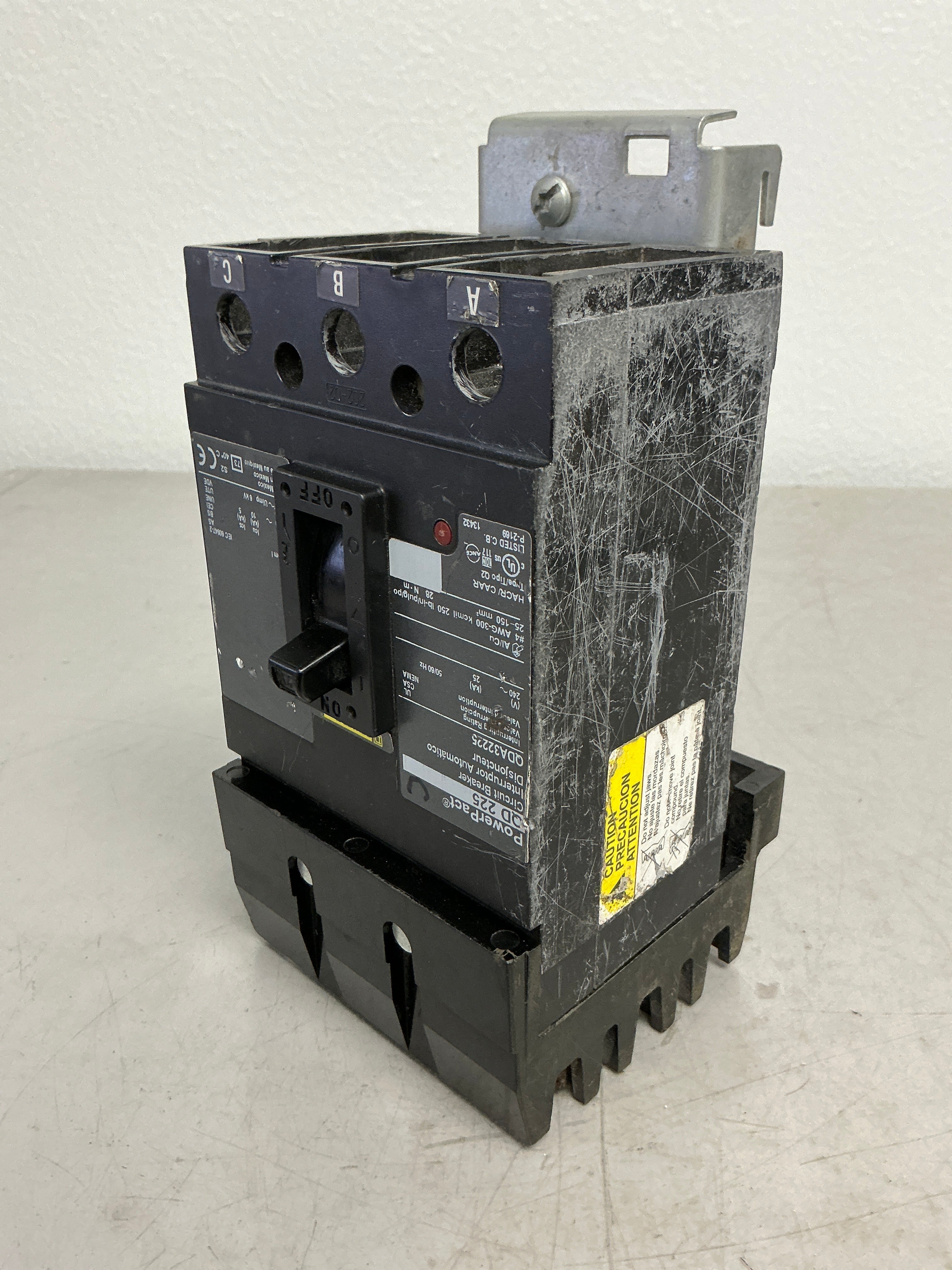 Used Square D QDA32225 3 Pole, 225 Amps, 600 Volts