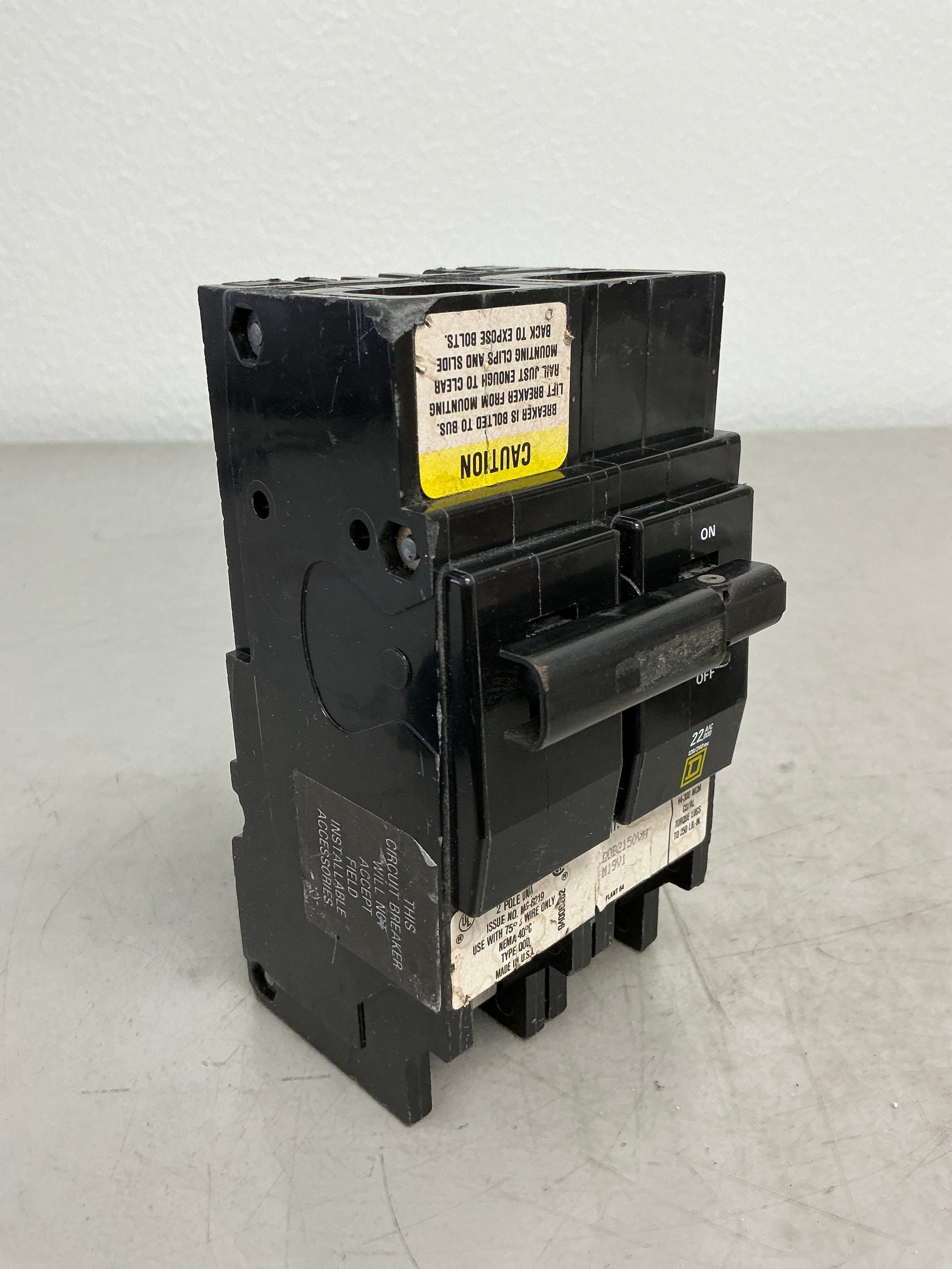 Used Square D QOB2150VH 2 Pole, 150 Amps, 240 Volts