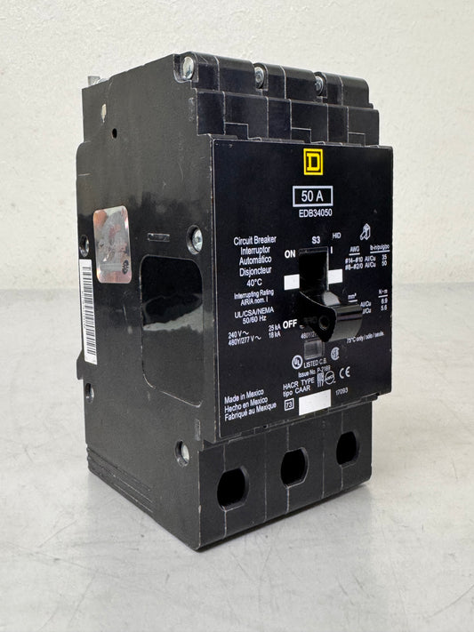 Used Square D EDB34050 50 Amp, 3 Pole, 480 Volt Breaker