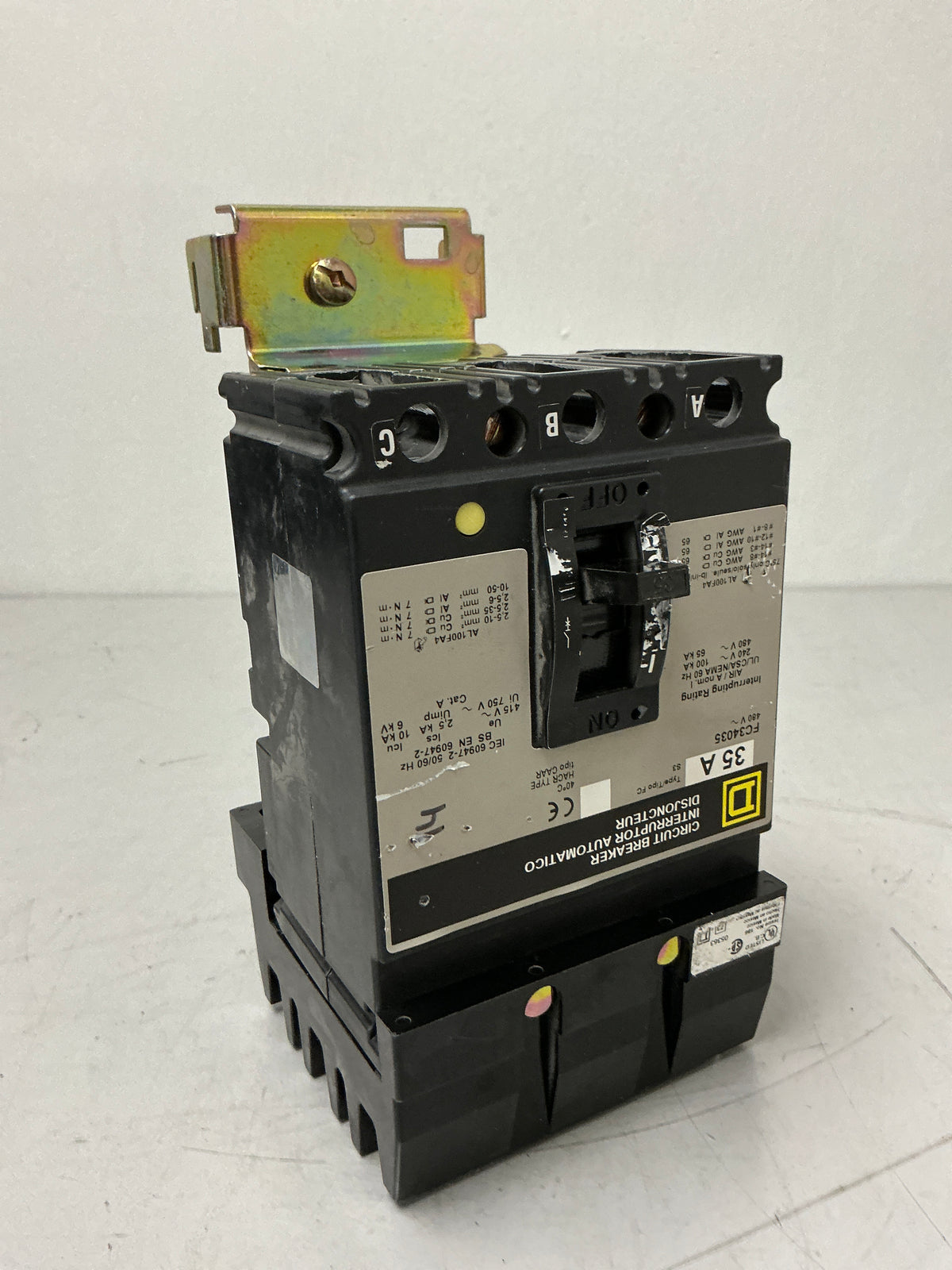 Used Square D FC34035 3 Pole, 35 Amps, 480 Volts Circuit Breaker
